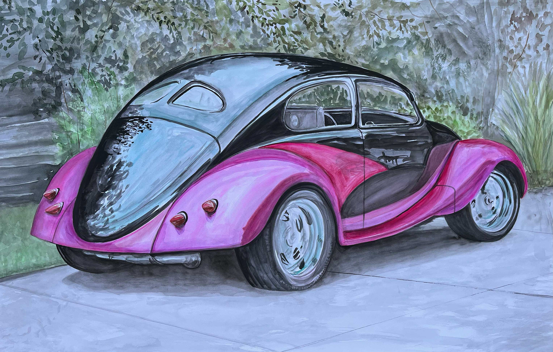Steven's Sweet Ride. 36" x 24" Watercolor on Paper