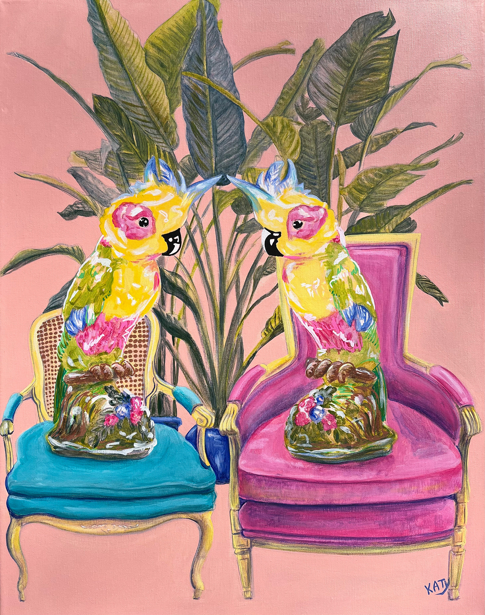 Parrot Pleasantries Acrylic on Canvas 22" x 28"