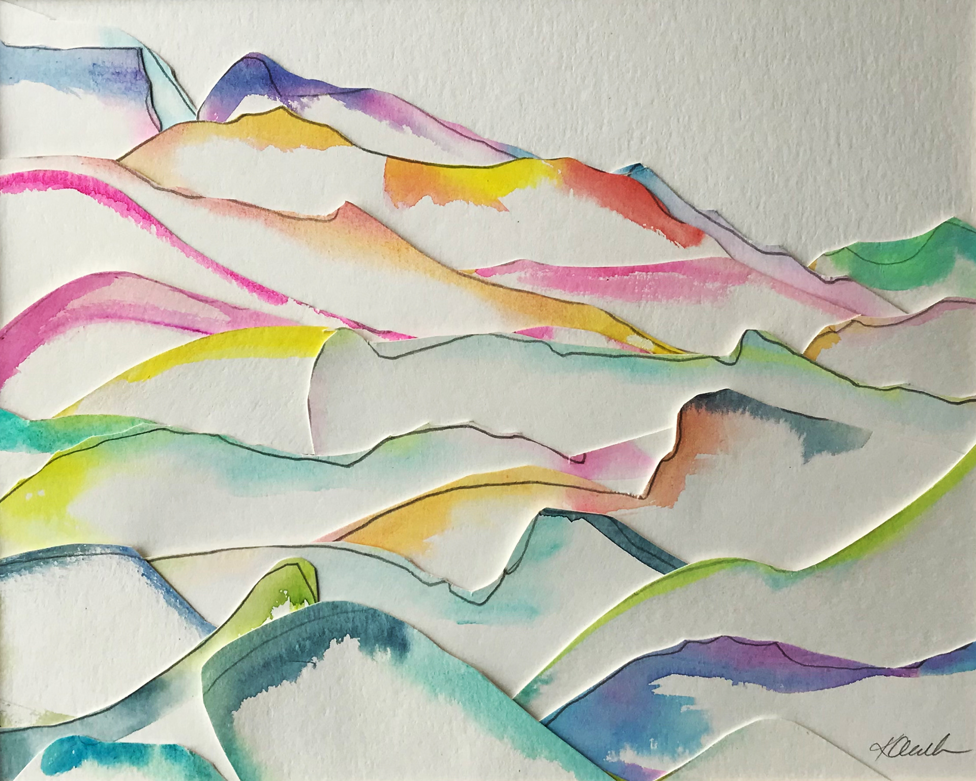 cut paper mountain  9.5" x 7.5"