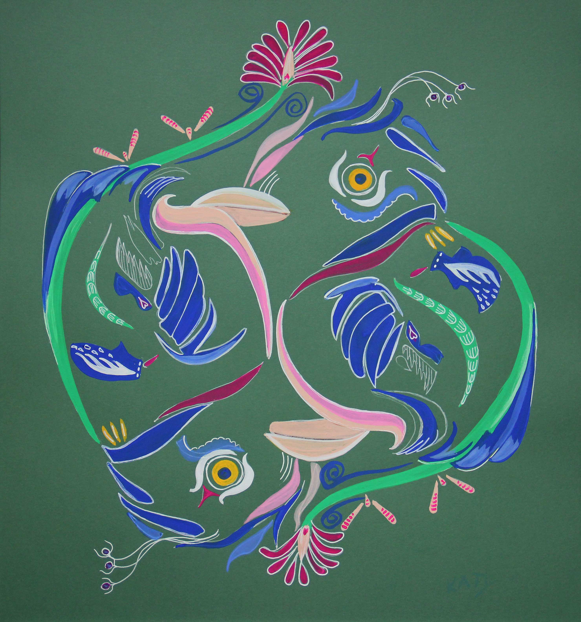 Odd Birds, Gouache on Paper