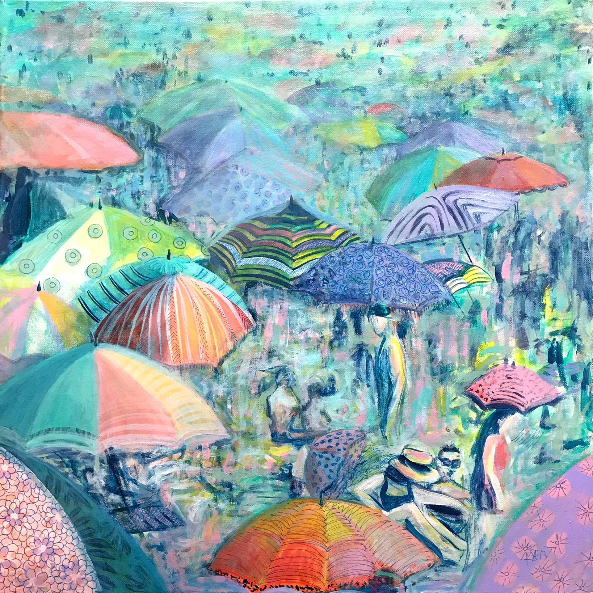 Pastel Beach, Acrylic on Canvas 24 x 24