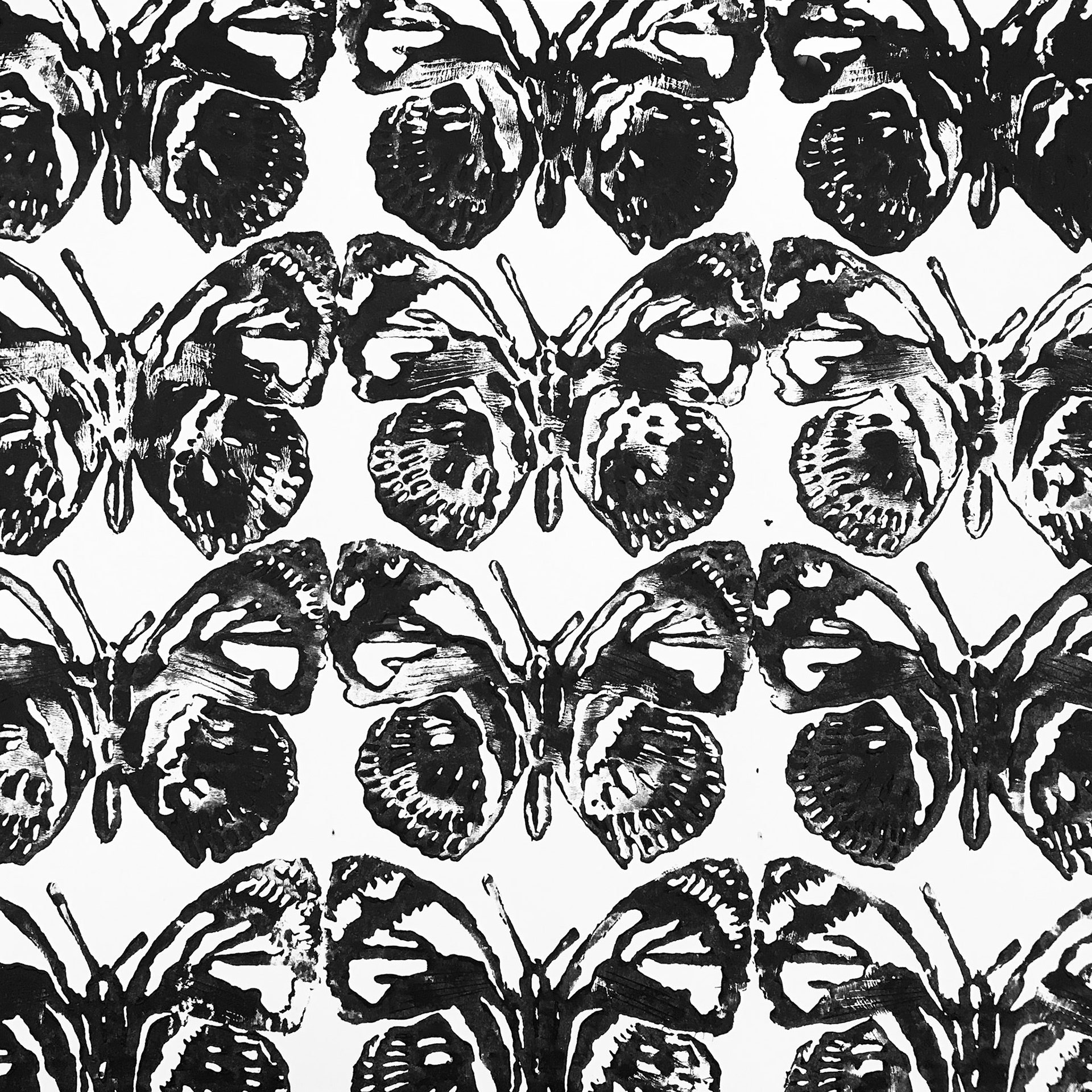 "Butterflies" Block Print on Paper
