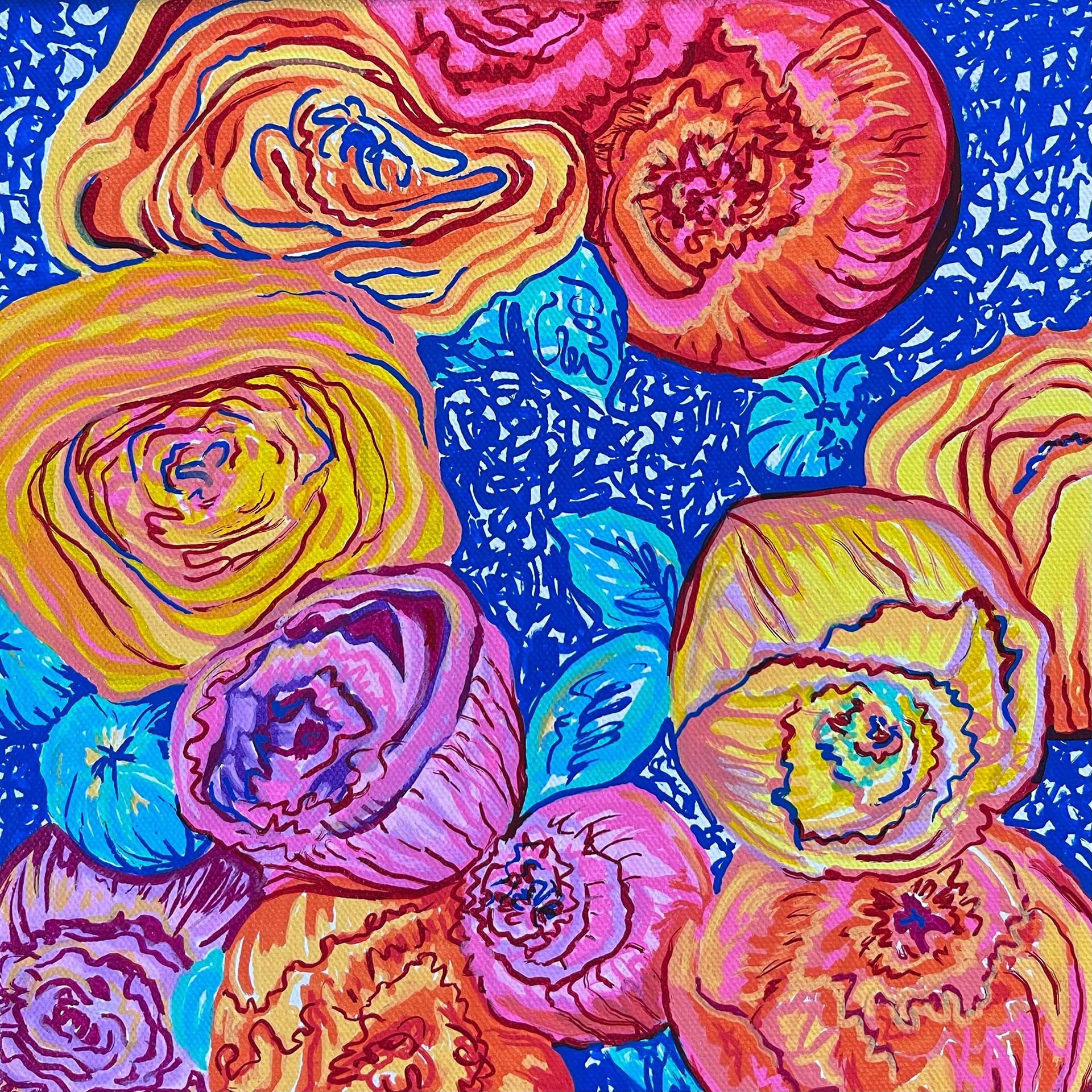 Spring is Coming 10 x 10 Acrylic Marker on Canvas