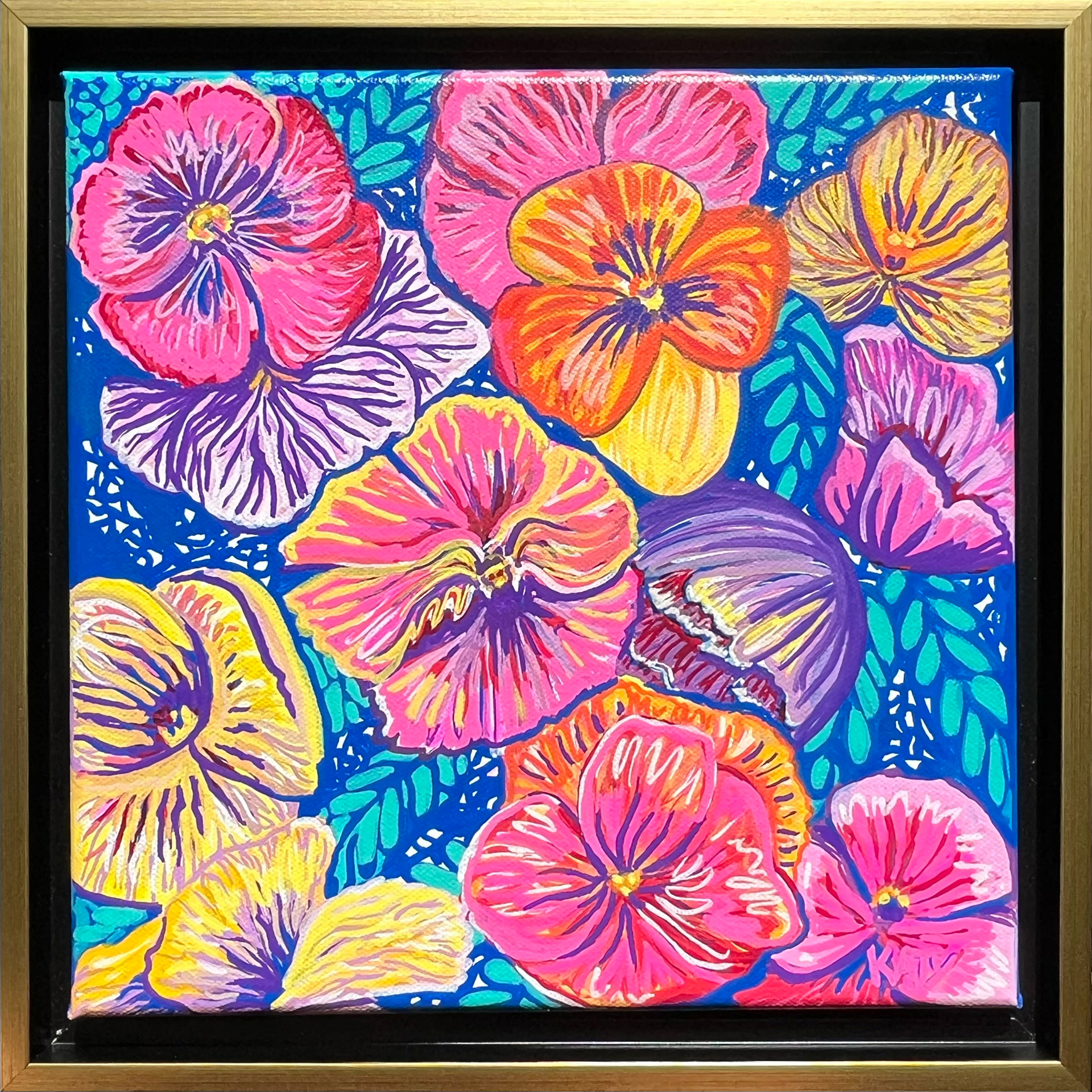 Pansies for Jess 10 x 10 Acrylic Marker on Canvas