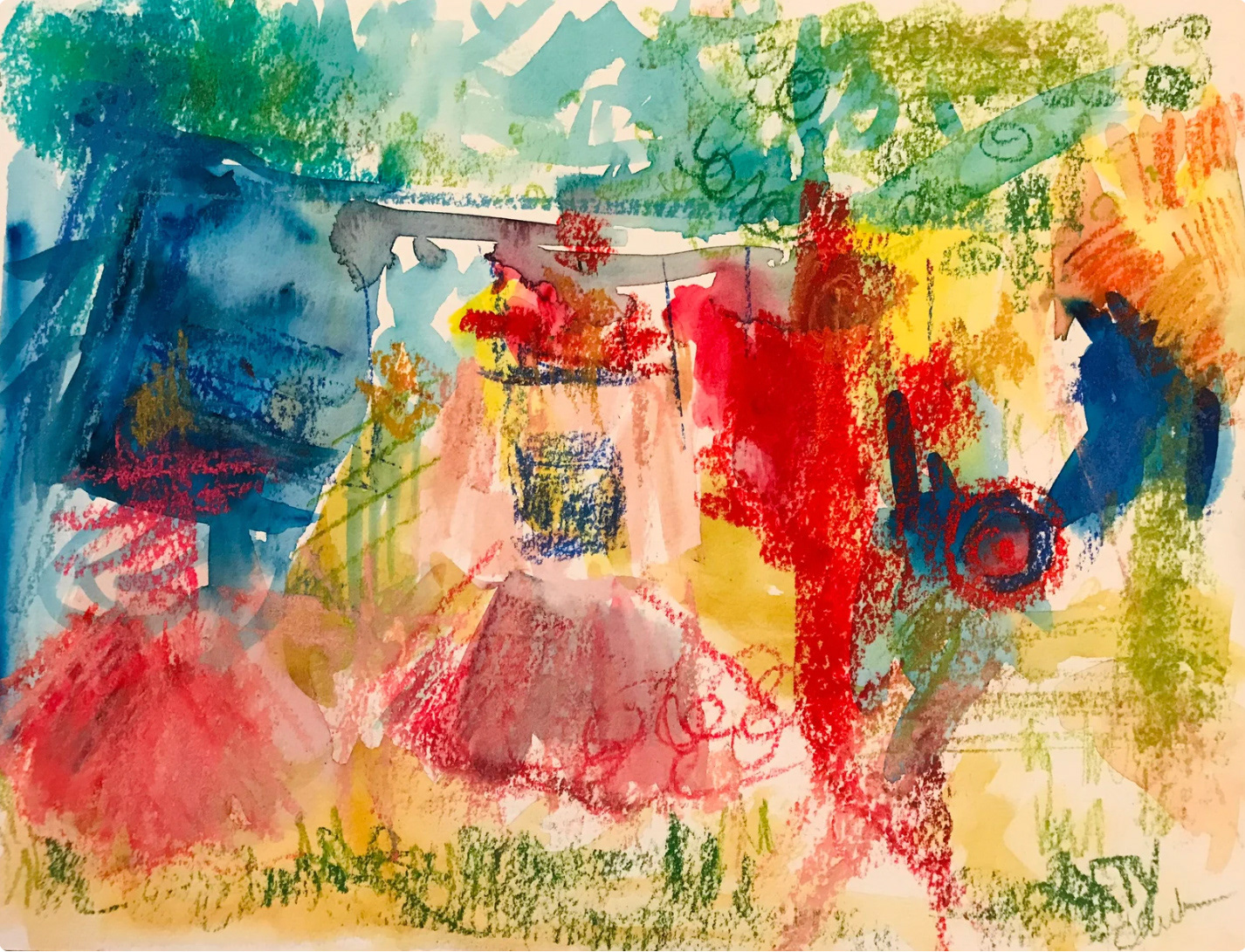 Watercolor and Chalk on Paper