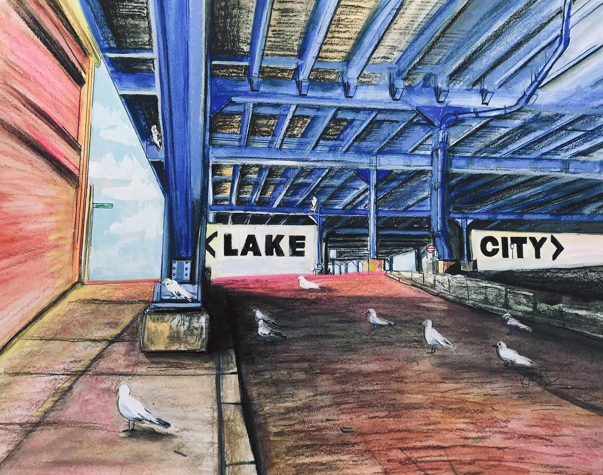 "This Way to the Lake" Mixed Media on Board