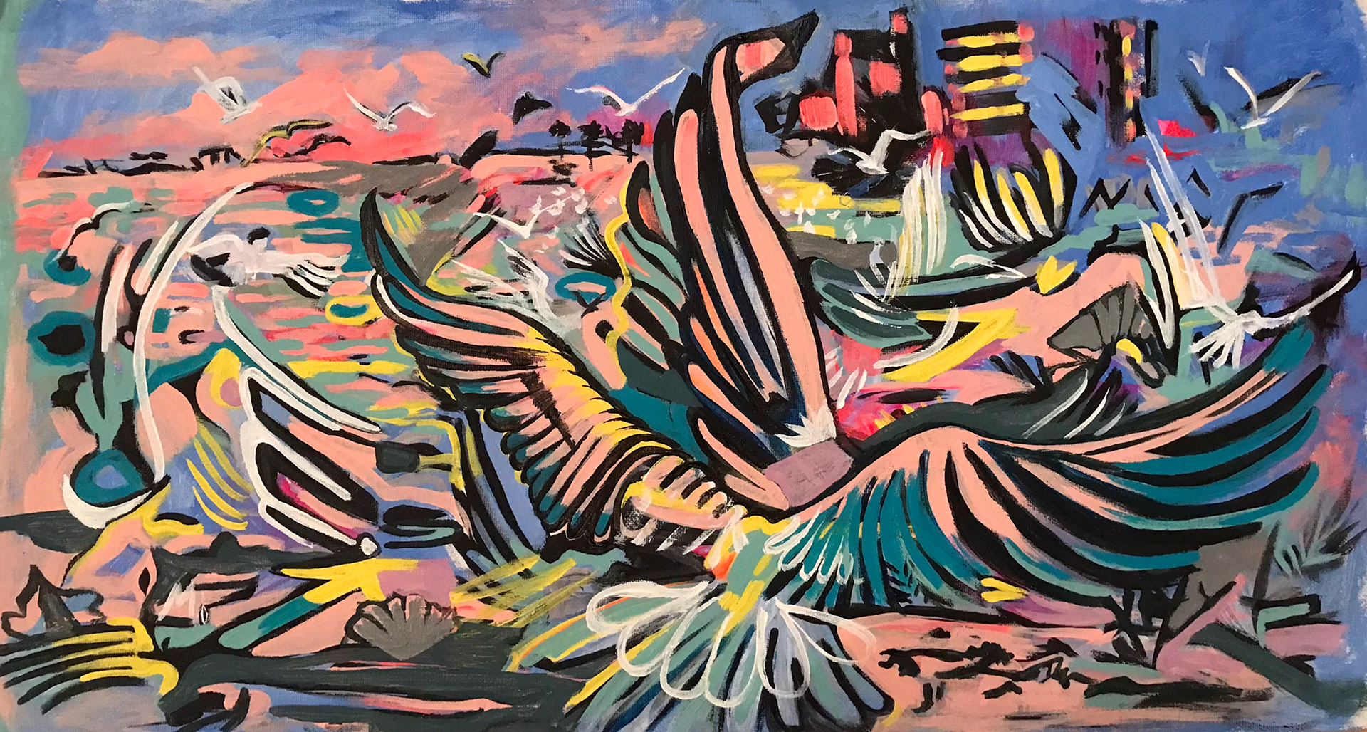 "Free to Fly" Acrylic on Canvas, Mounted on Board