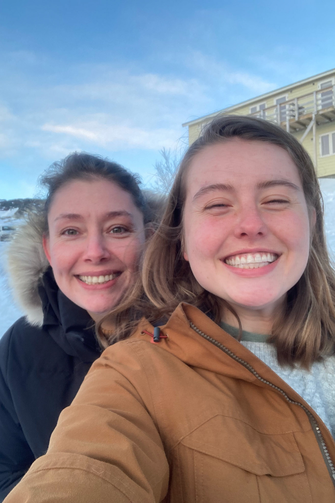 Ivalo and I after attending my first kaffemik! Kaffemik is the party for all sorts of celebrations: birthdays, confirmations, graduations, etc! The celebratee opens their home foran open house all are invited to, with plenty of traditional food to go around plus a handful to a dozen desserts to go with your coffee. (Photo taken on my phone)