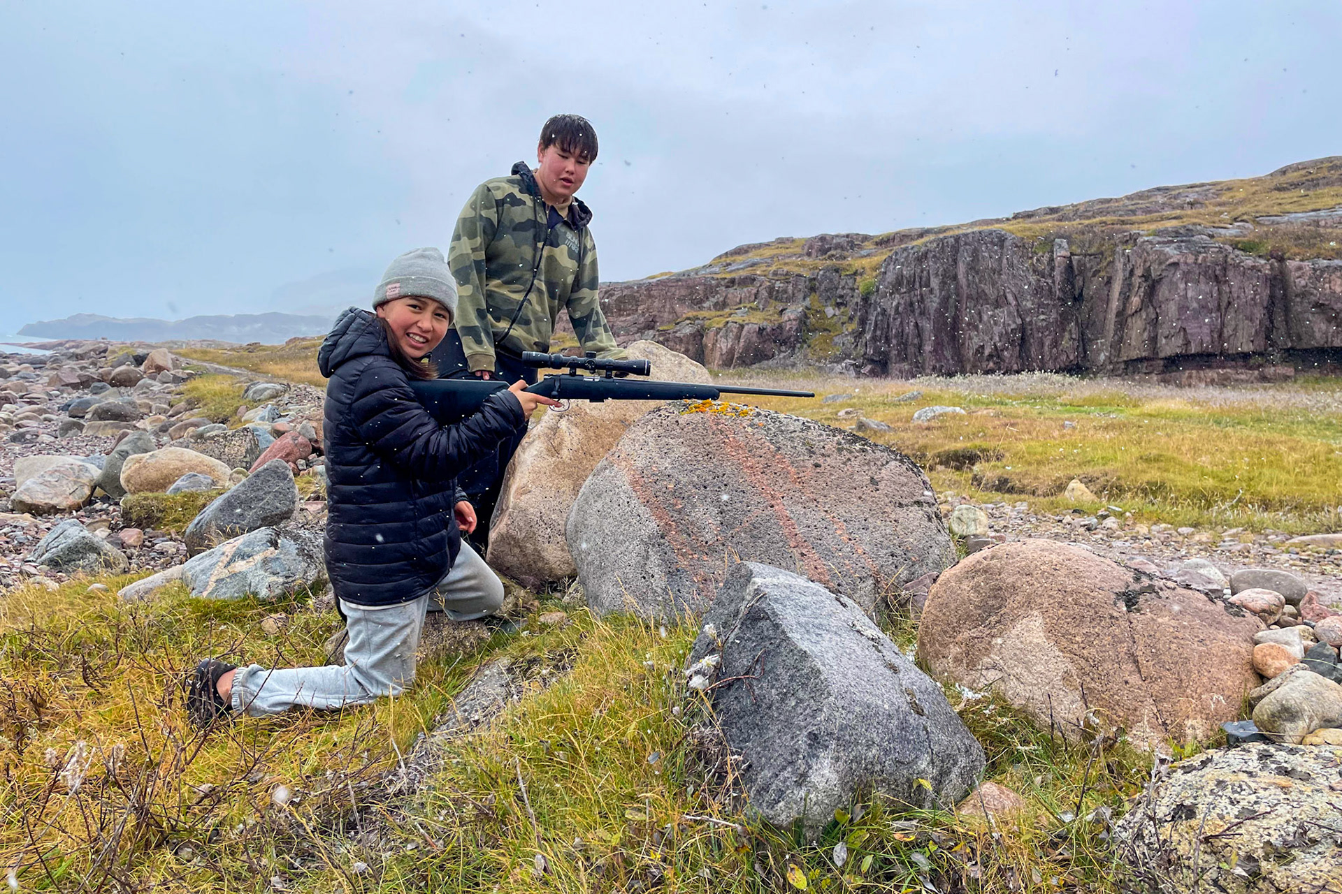 Carson, Kim, Kira, and I went out in the first snowfall of the year to set up Kira's new rifle she got for her 12th birthday. (Photo by Carson Brown)