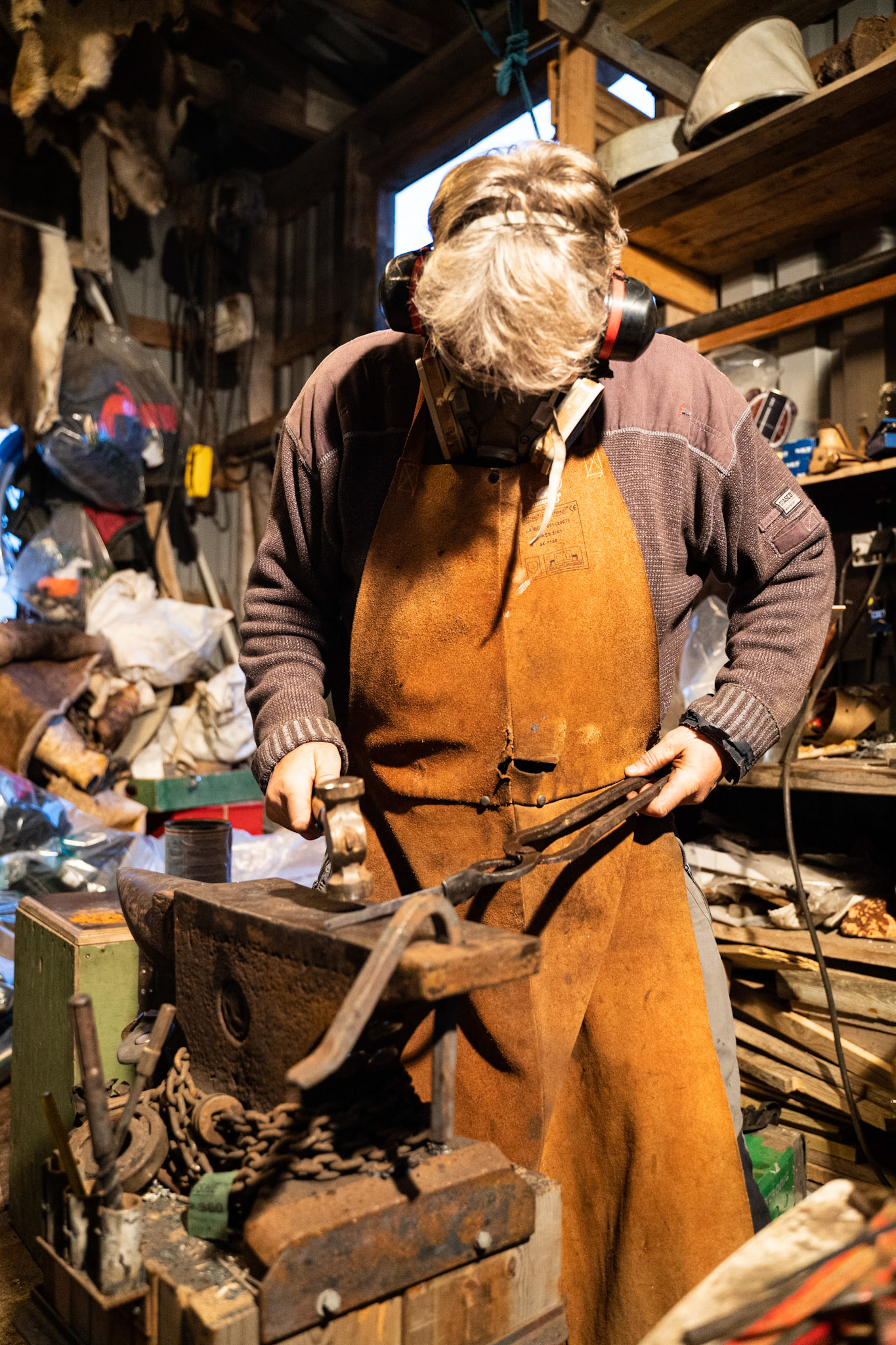Stefan forging a blade.