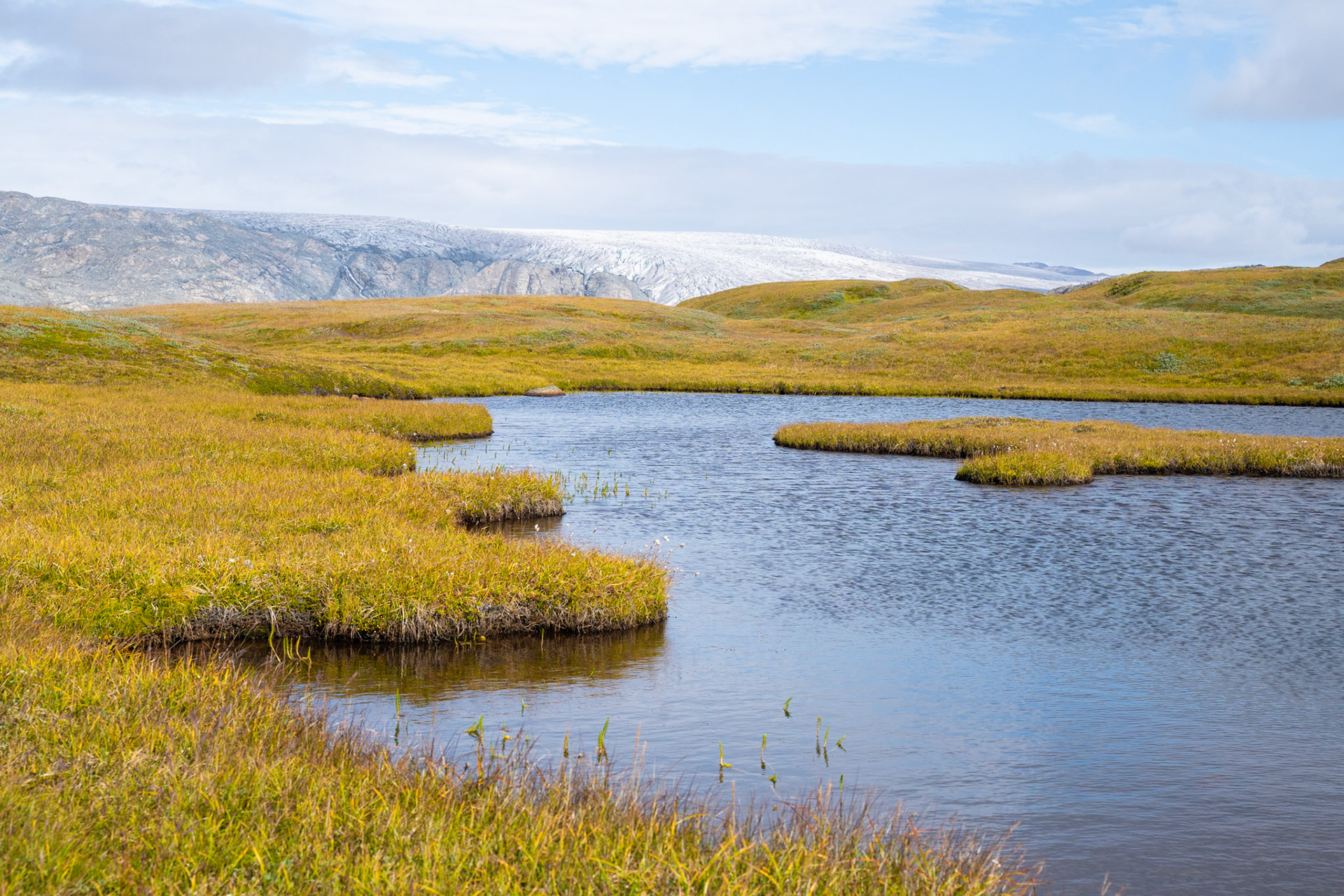Beautiful fields and ponds near the ice sheet.