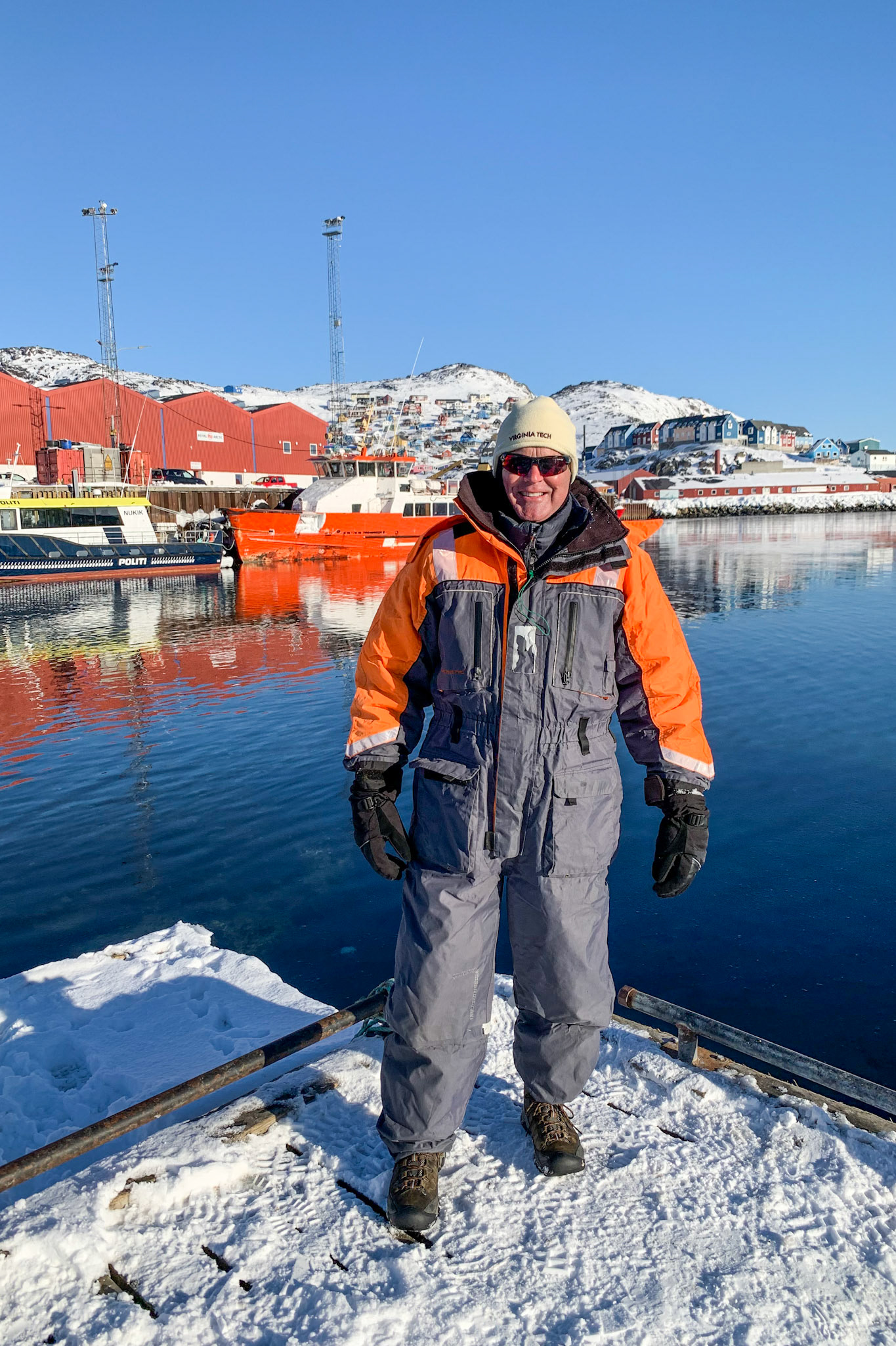 Pops in the necessary float suit.