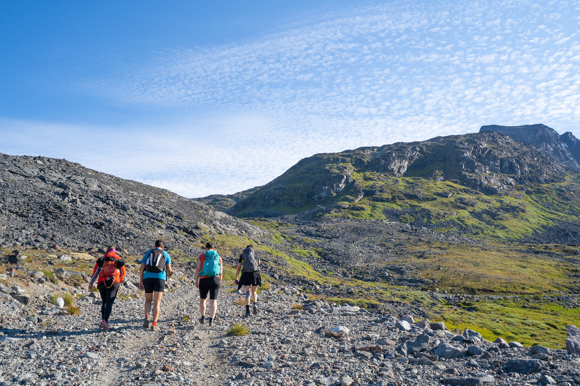 Arnaq and friends on a hike up to a mountain inland from Narsaq.