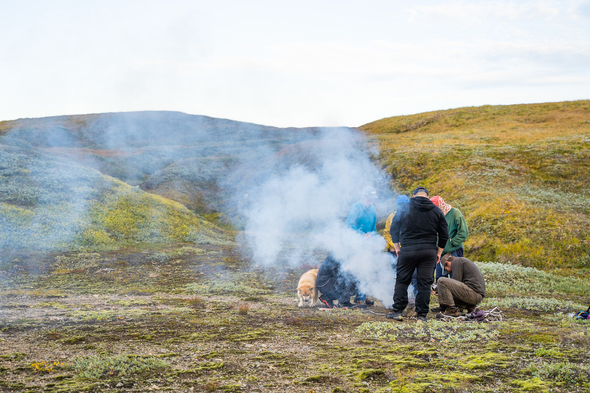 Hot-smoking the char as we all start to realize it's getting late and we're far from home.