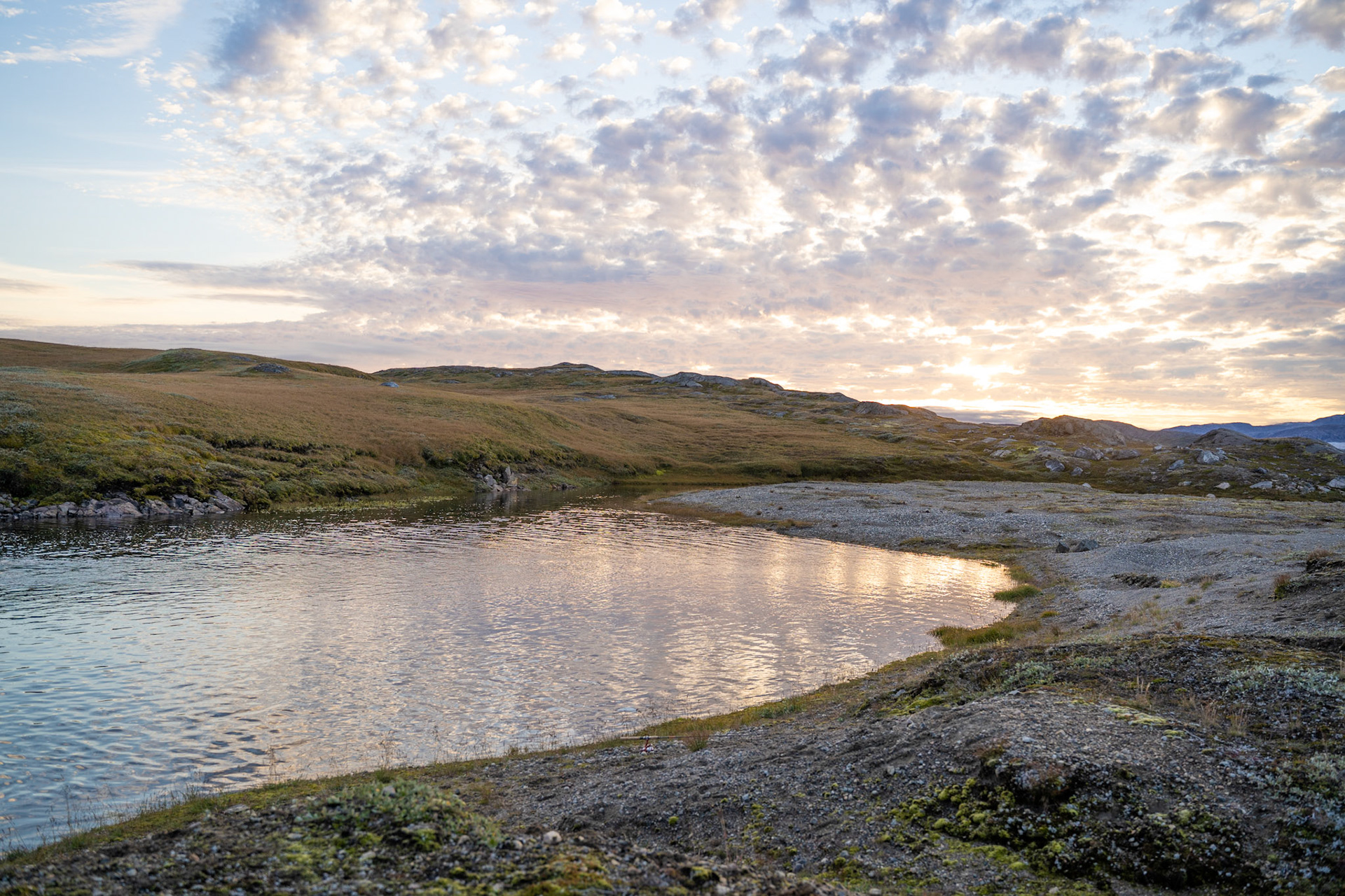 The char pond. The char get caught going upstream by the waterfall. We watched the sunset from here.
