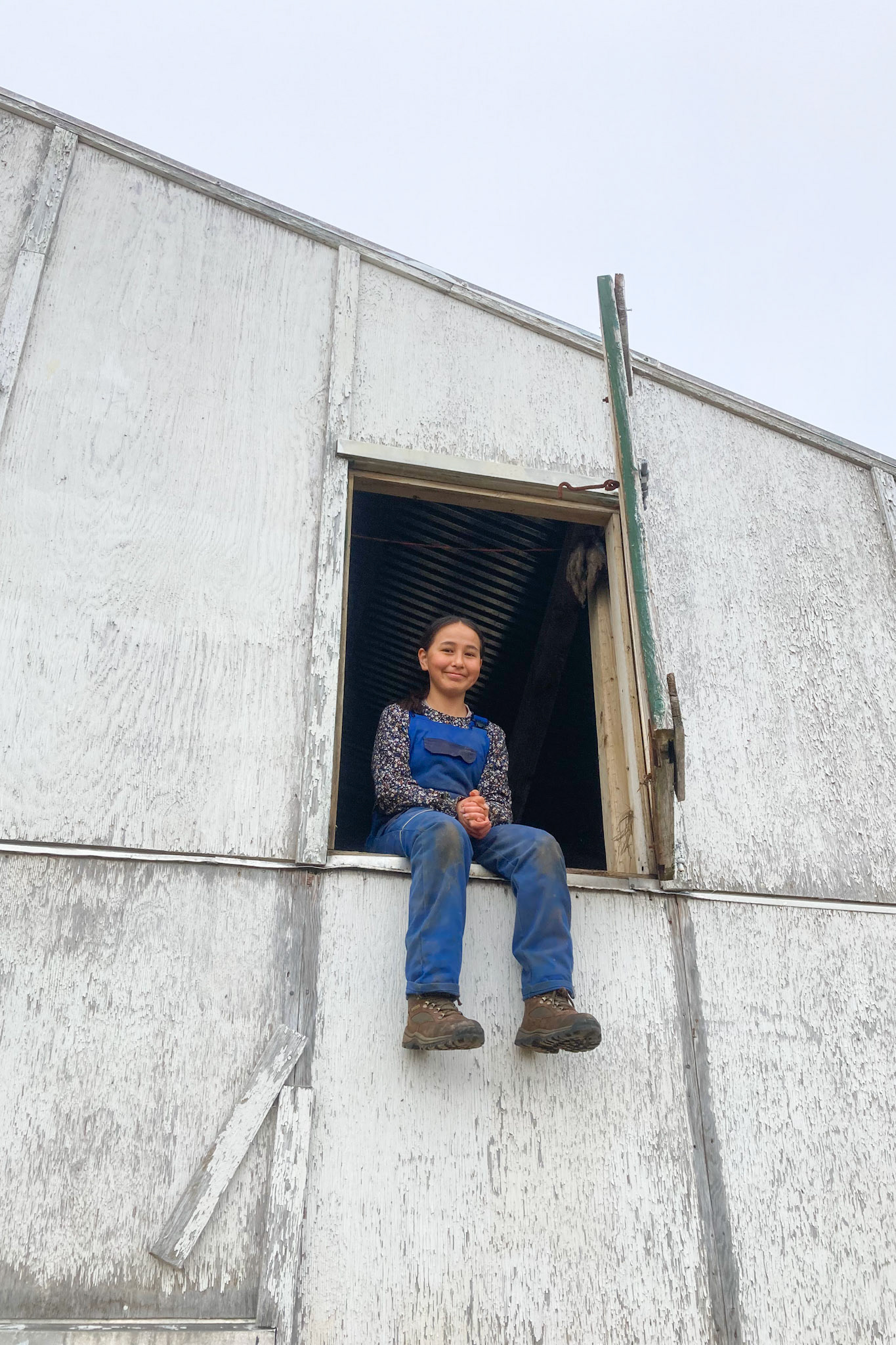 Kira hanging out in a window of the barn after we climbed around the rafters. Kira and I were lambing partners, so we woke up at the same time, went to the barn together at 9am, took shifts in the barn together, and went to bed at the same time for the month of May. For the month, the family (&amp; myself) spent more of our time in the barn than out of it!