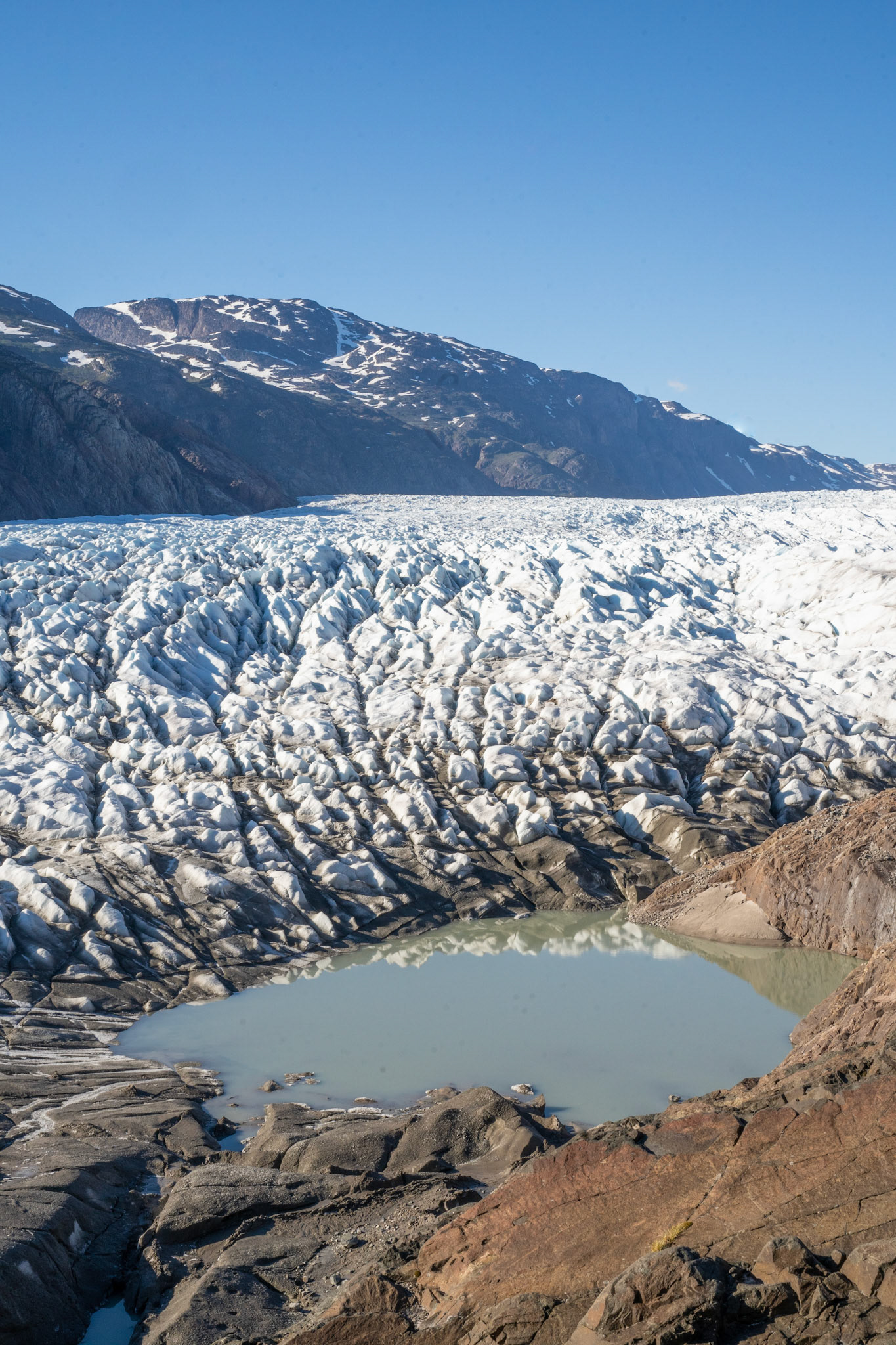 The Greenland Ice Sheet, the second largest ice sheet in the world (after Antarctica) and quickly melting due to global warming.
