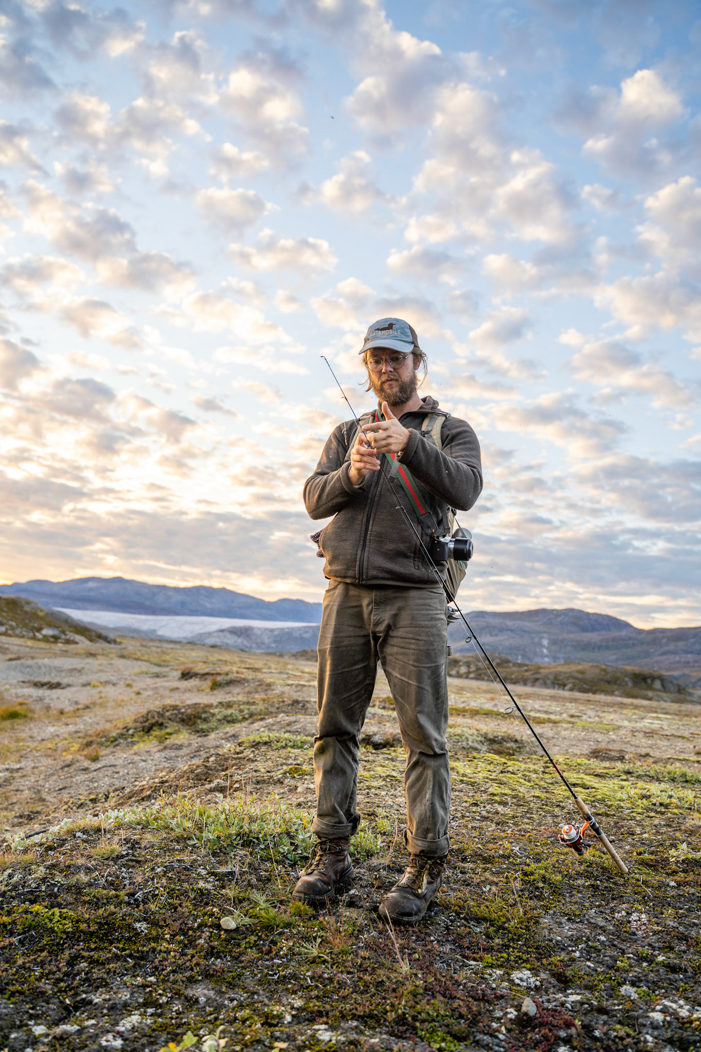 Carson setting up the rod.