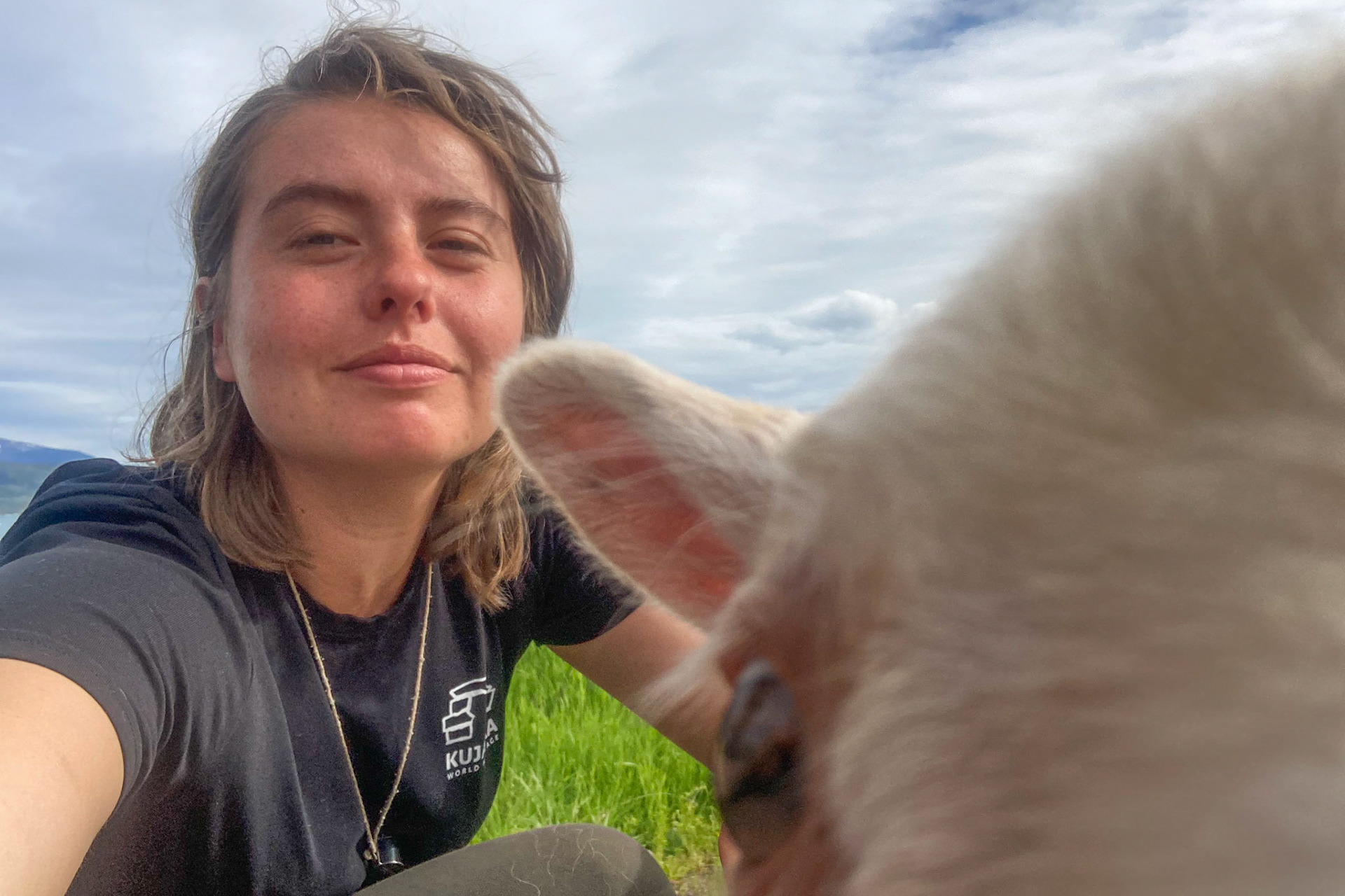 Here's Blossom, she loves to be pet so she's chasing my hand. (Taken on my phone)