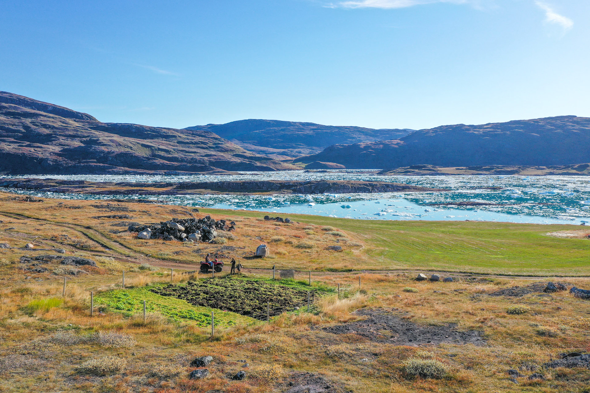 The potato and turnip garden at Tasiusaq. (Drone photo)