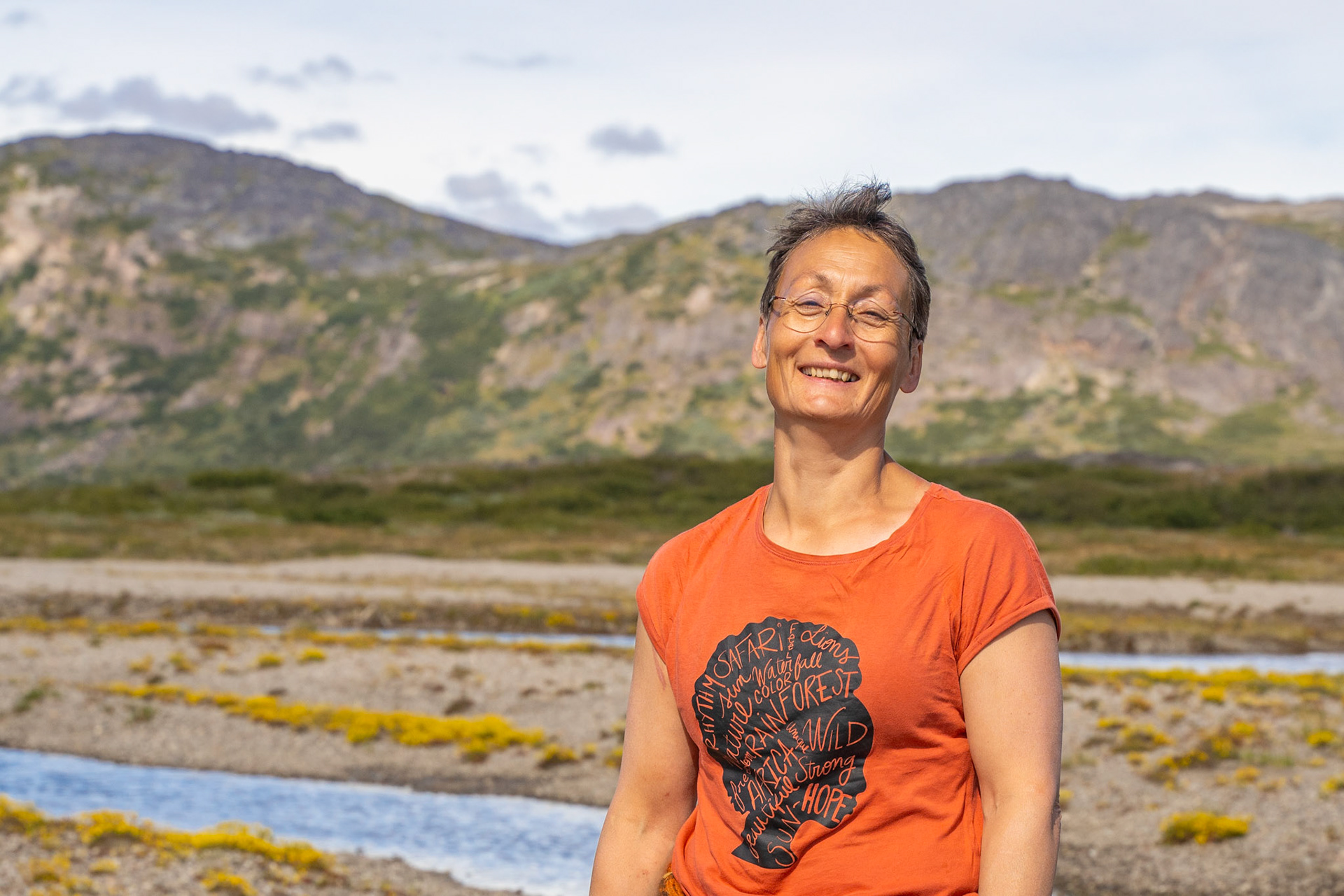 Arnaq enjoying being out in the nature.