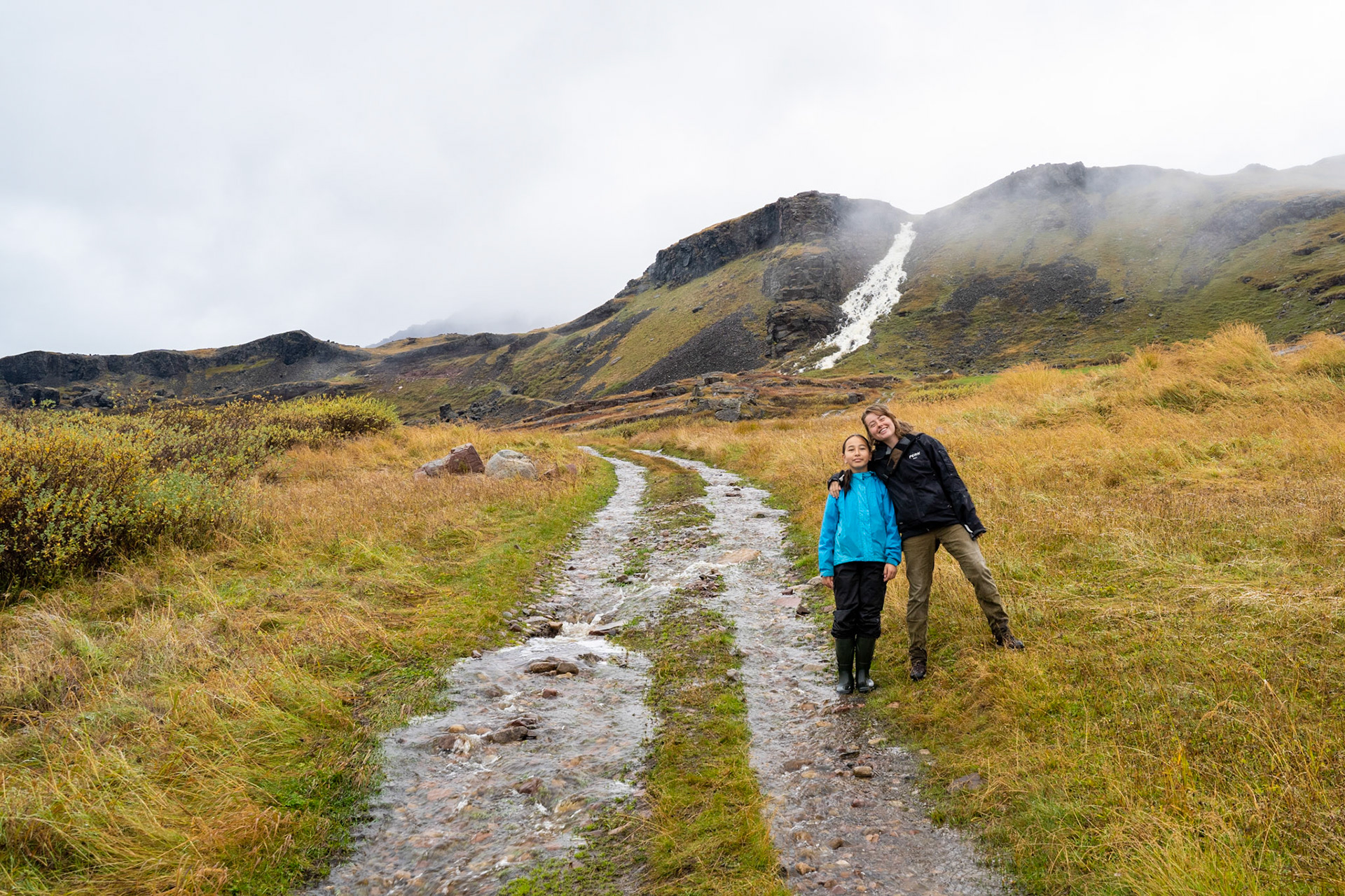 Kira and I and Carson on a walk to the waterfall at Sillisit. Getting to Sillisit started the work with the Kitaa herding group. Sheep farmers in south Greenland work collectively to gather sheep from the mountains. The region between Narsaq and Qassiarsuk is split into three different groups of sheep farmers who herd together. (Photo by Carson Brown)