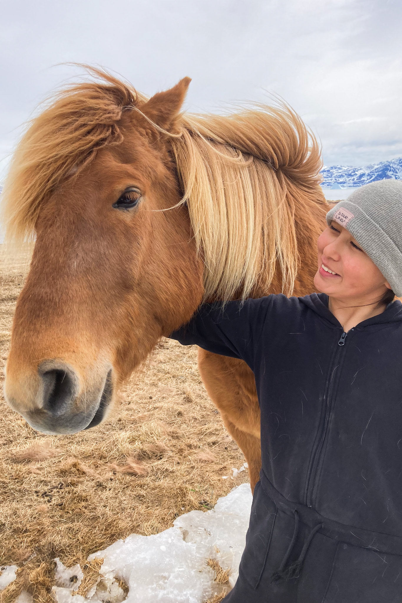 Kira and Basse after giving him some snacks (compost).