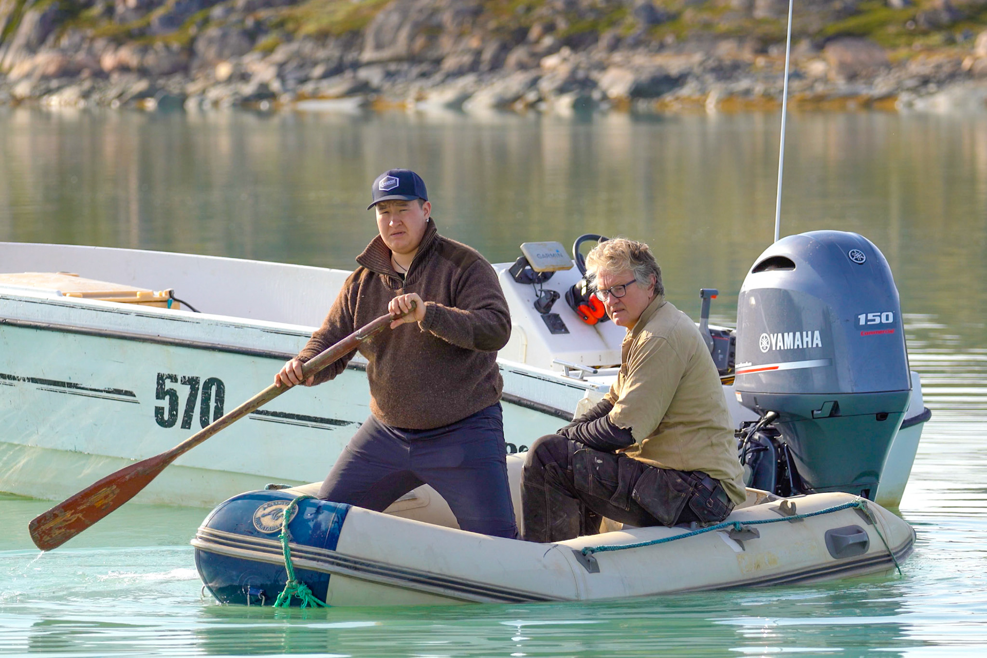 Manitsioq and Stefan getting back from fixing the boat.