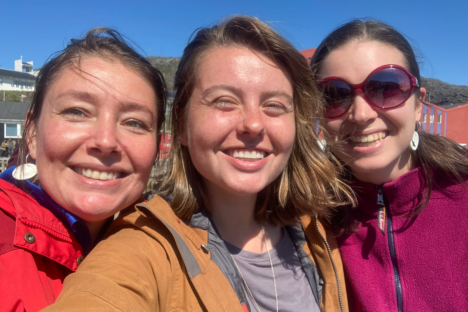 Iva, myself, and Julia on National Day, by the docks. (Taken on my phone)