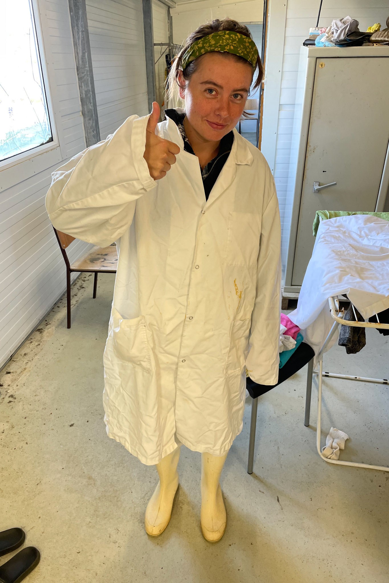 Raising meat means being okay with the other end of the process. Here I am prepped to bag mince meat. (Photo by Carson Brown)