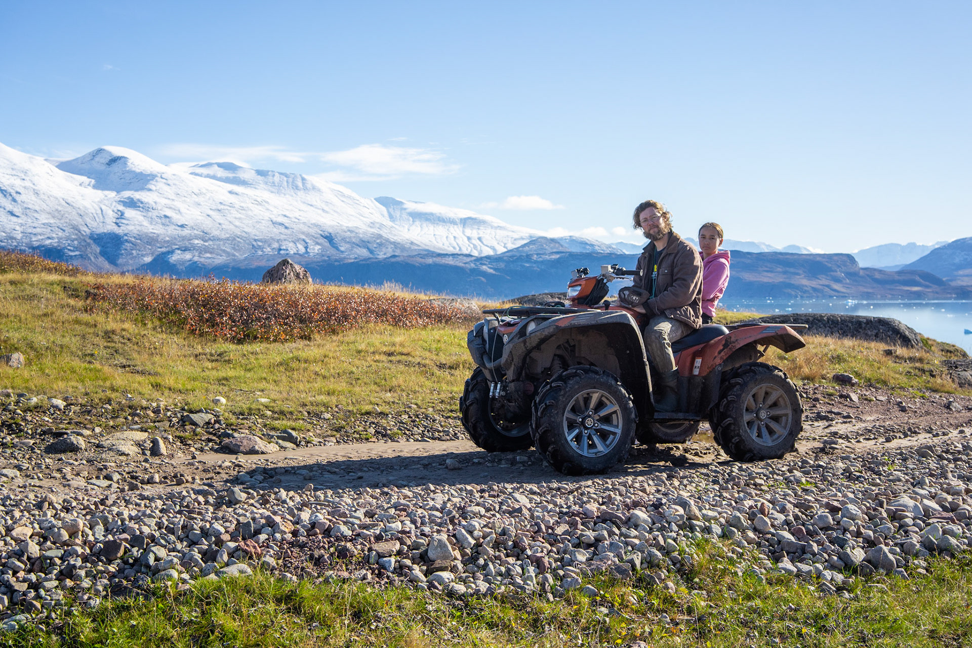 Carson and Kira on atv herding towards Inneruulalik.