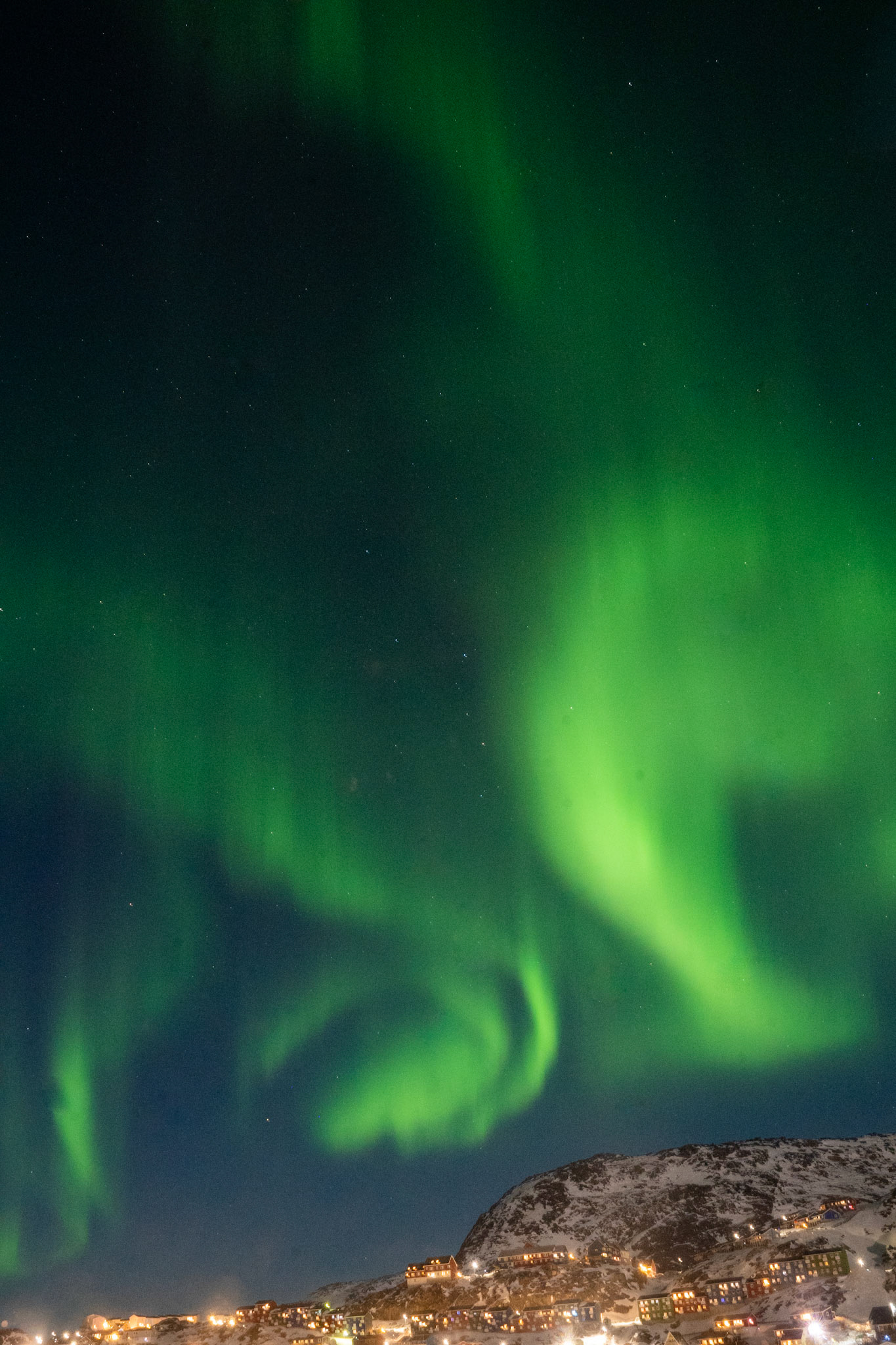 Northern lights above Qaqortoq.