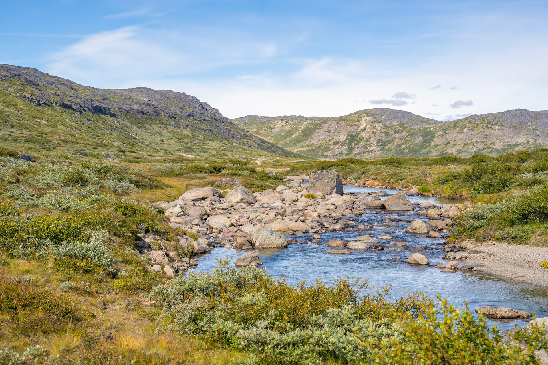 River running through a valley north of Igaliku. Arnaq and I journeyed to survey more area and look for ruins outside of Igaliku town.
