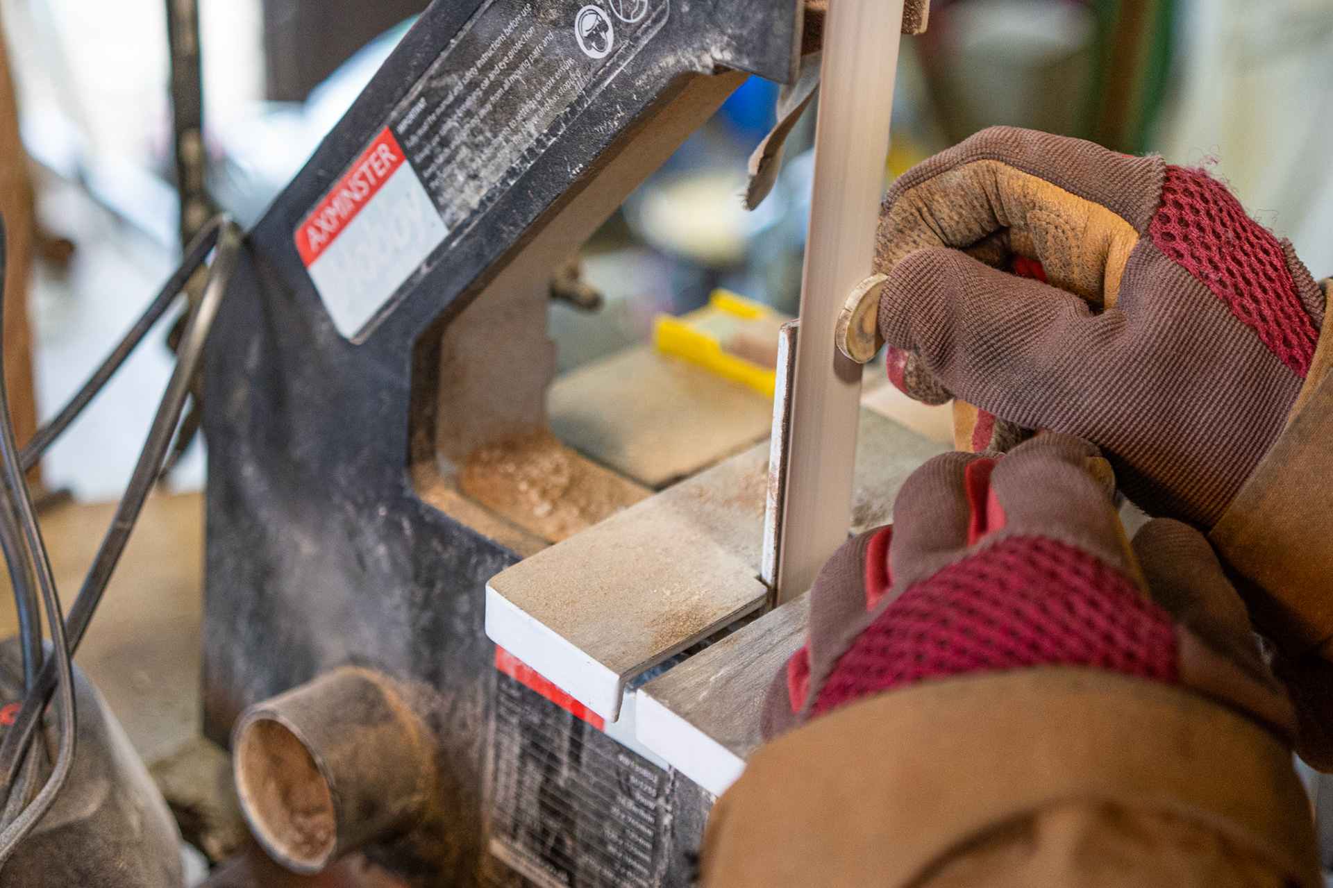 Making reindeer antler buttons. (Photo by Carson Brown)