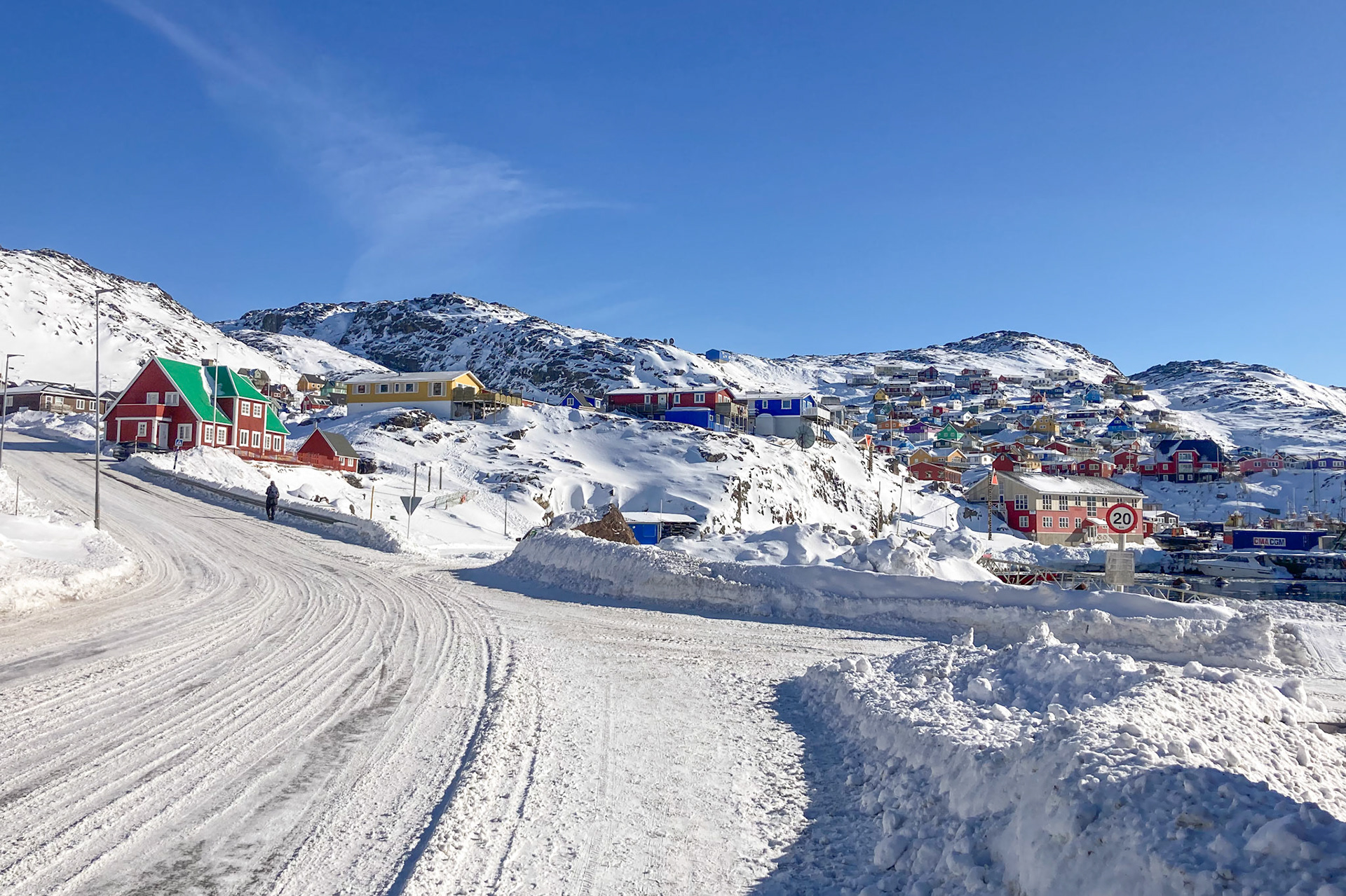 The road conditions in Qaqortoq in March. Grateful for my yak-traks while I learned how to walk safely on icy inclines. (Taken on my phone)