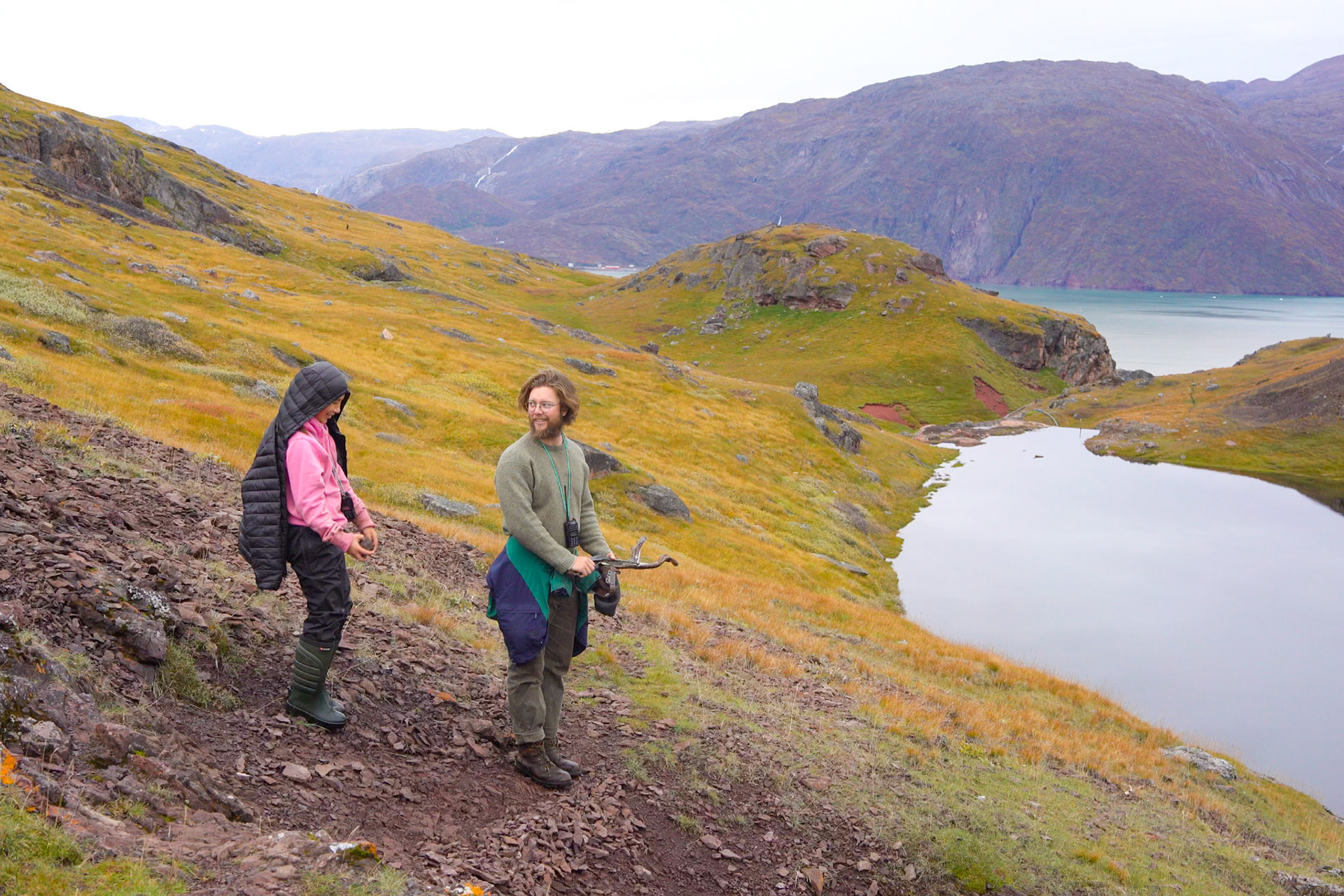 Kira and Carson as we trek to our starting herding spots.