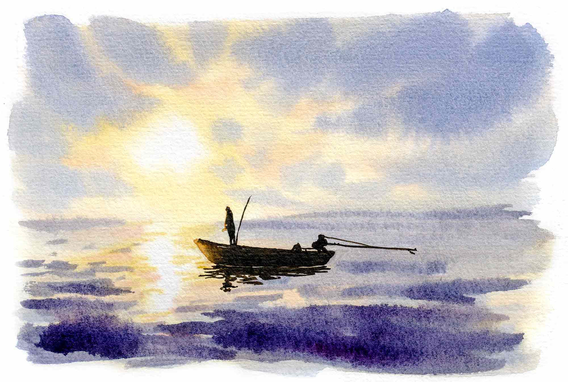 Boot bei Sonnenuntergang