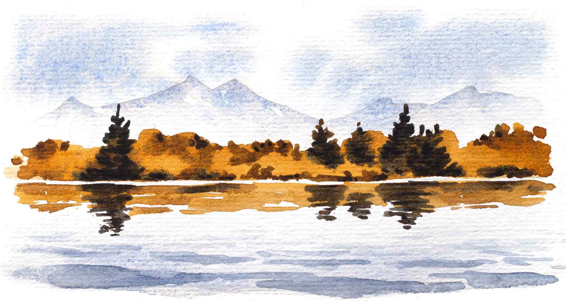 Wasserspiegelung von Herbstbäumen