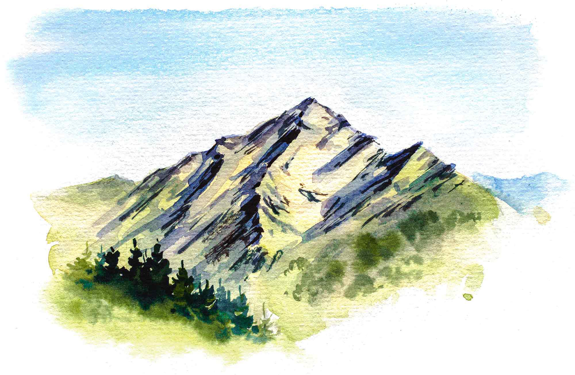 Berggipfel bei Sonnenaufgang