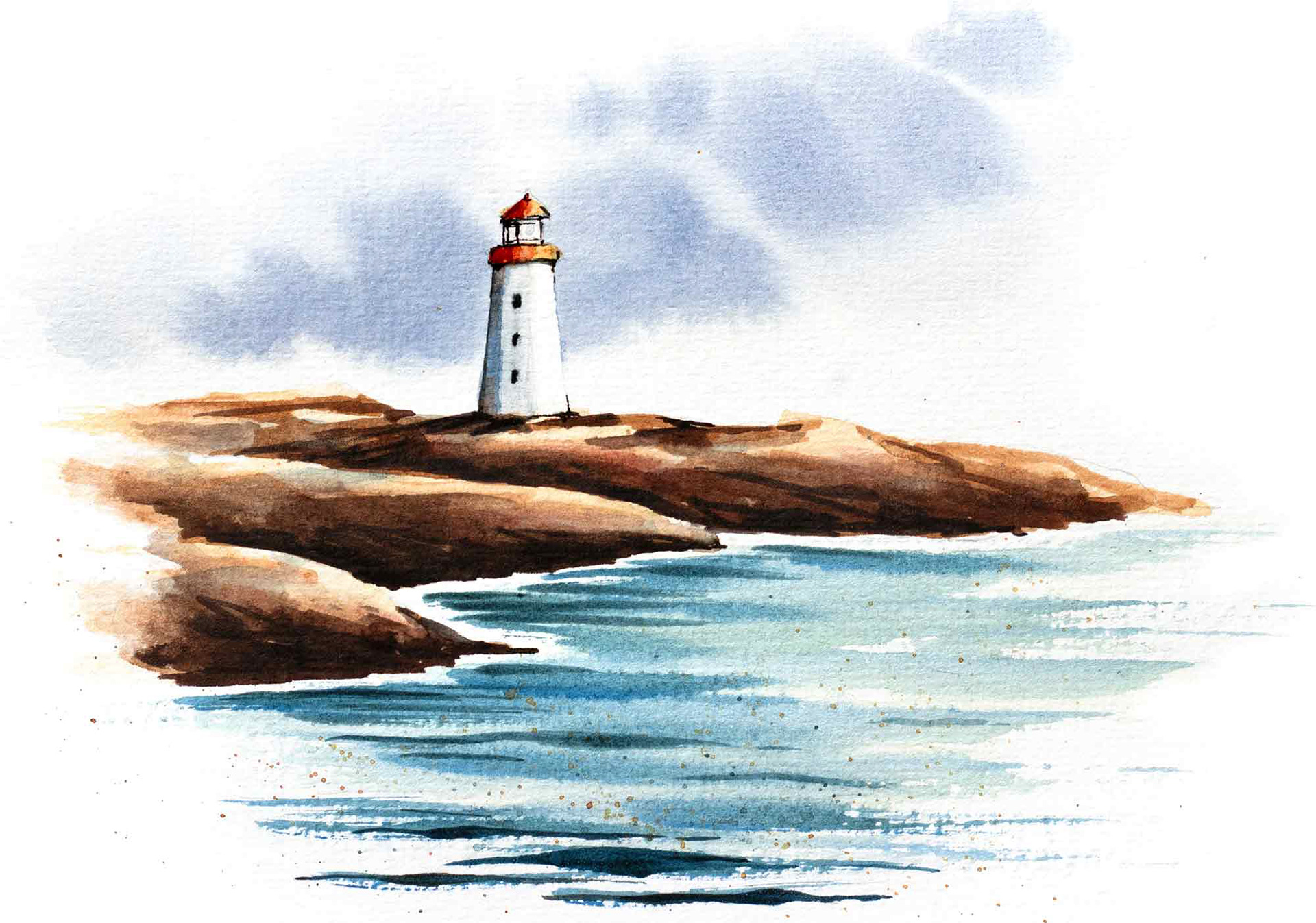 Leuchtturm auf Felsen am Wasser