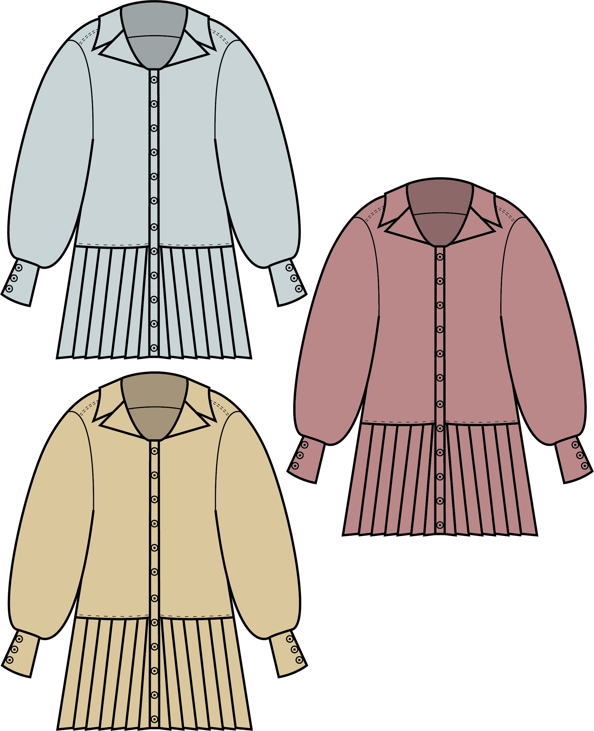 Pleated oversized button up- Illustrator