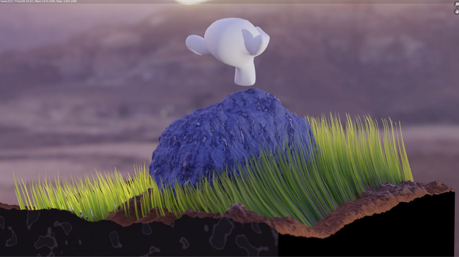 Draft of Grass and Rock Back View