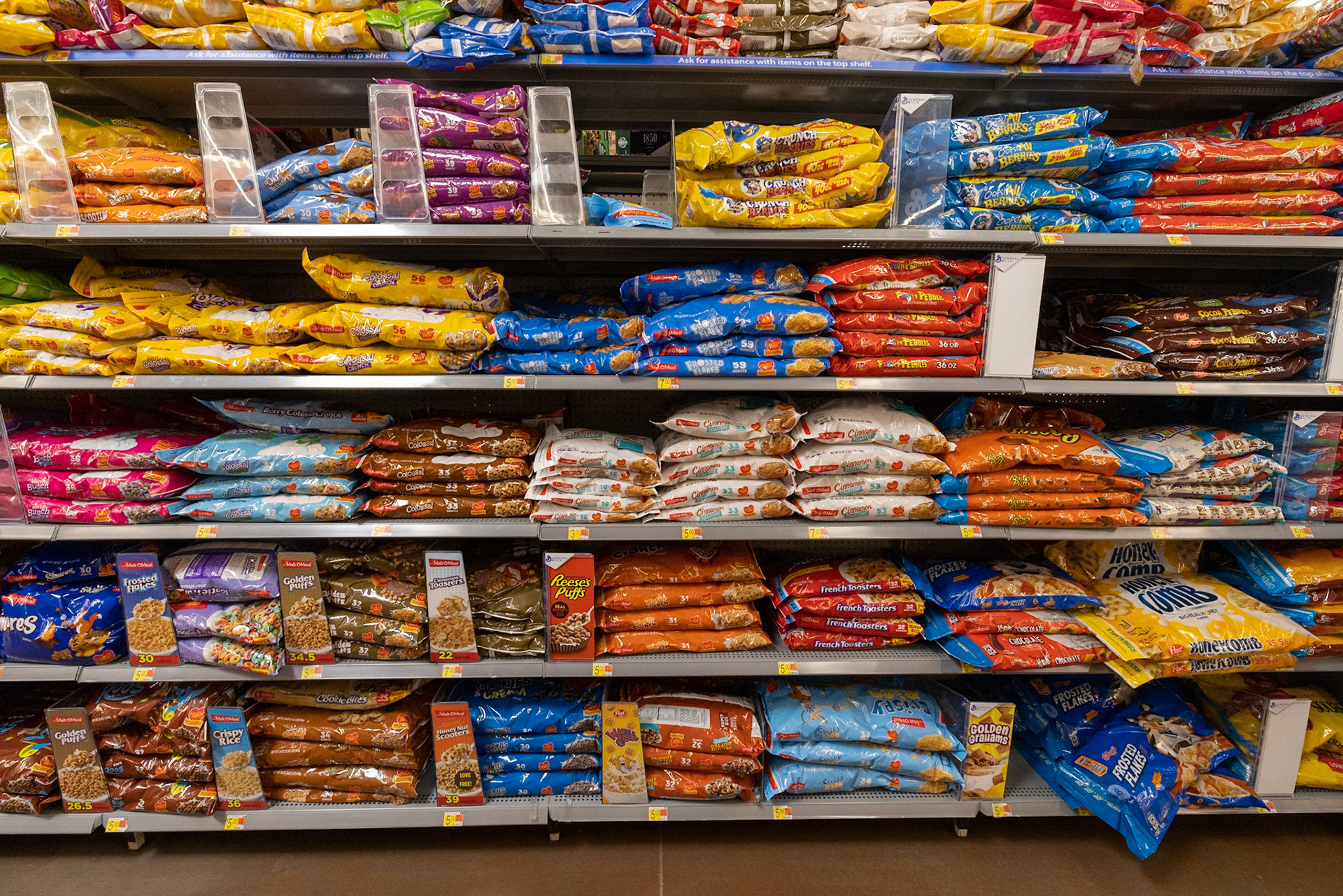 The selection of different cereals at Walmart is almost unbelievable