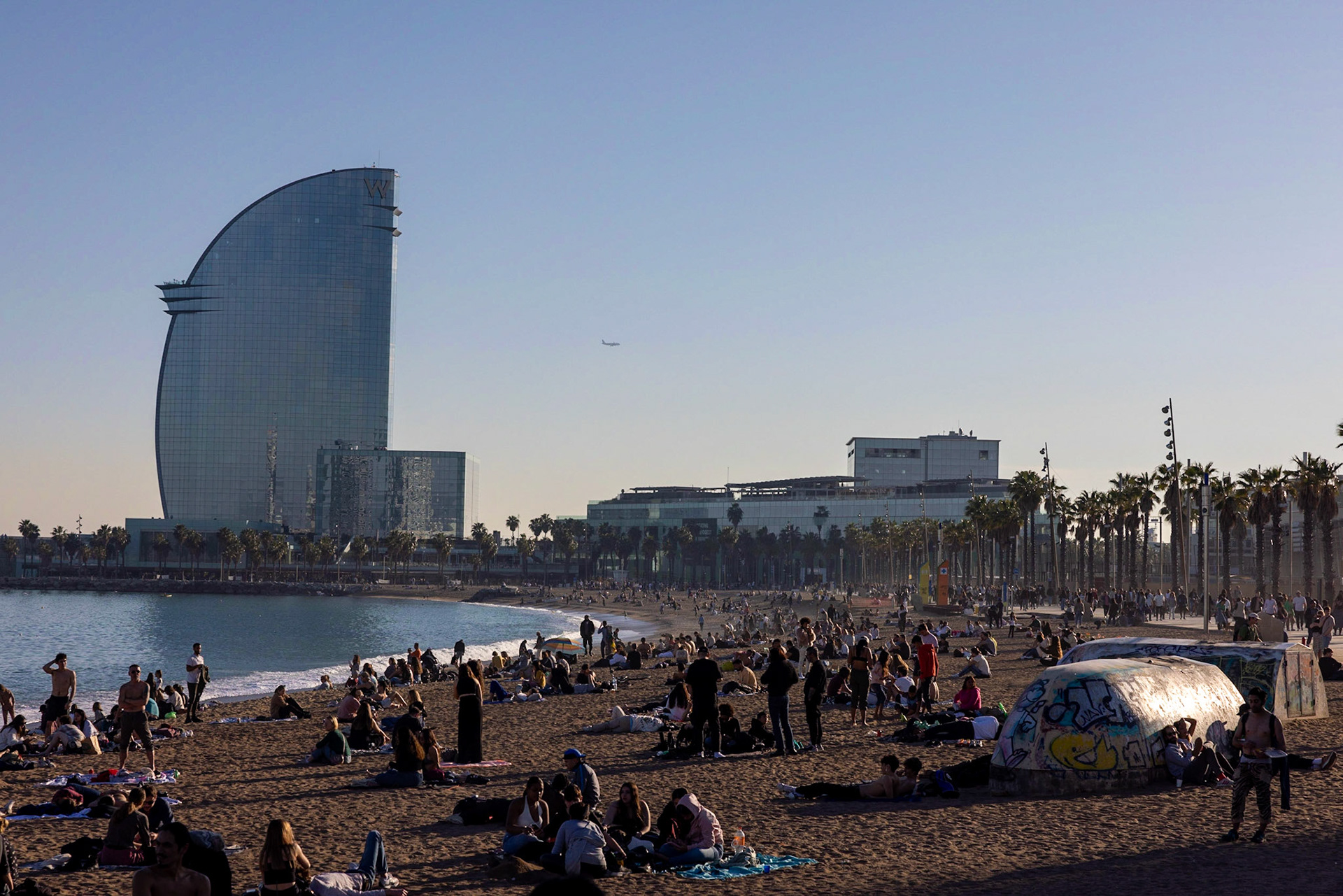W Barcelona with a full beach