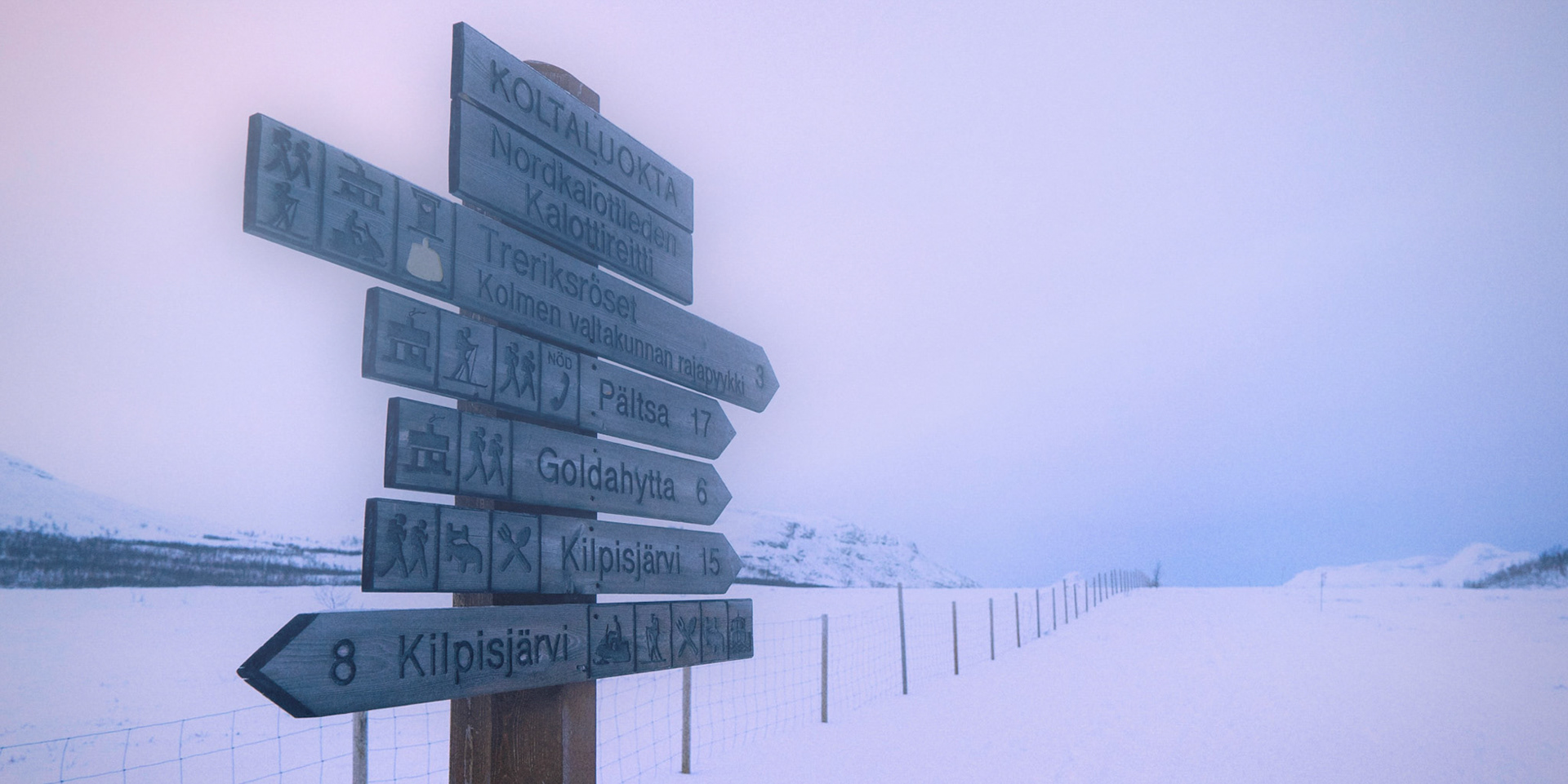 The three-country border of Norway, Finland and Sweden.