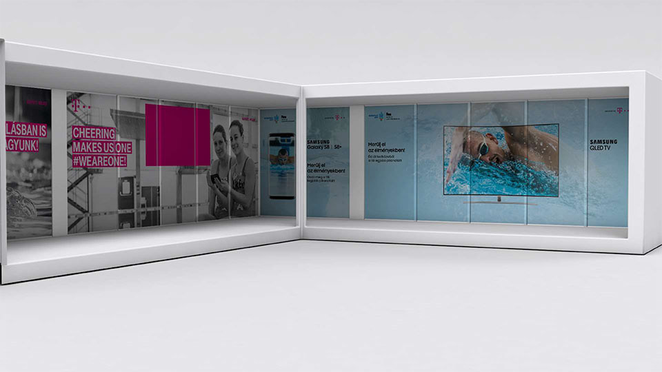 TELEKOM_SAMSUNG booth at FINA Aquatic World championships. Photo ©ZM