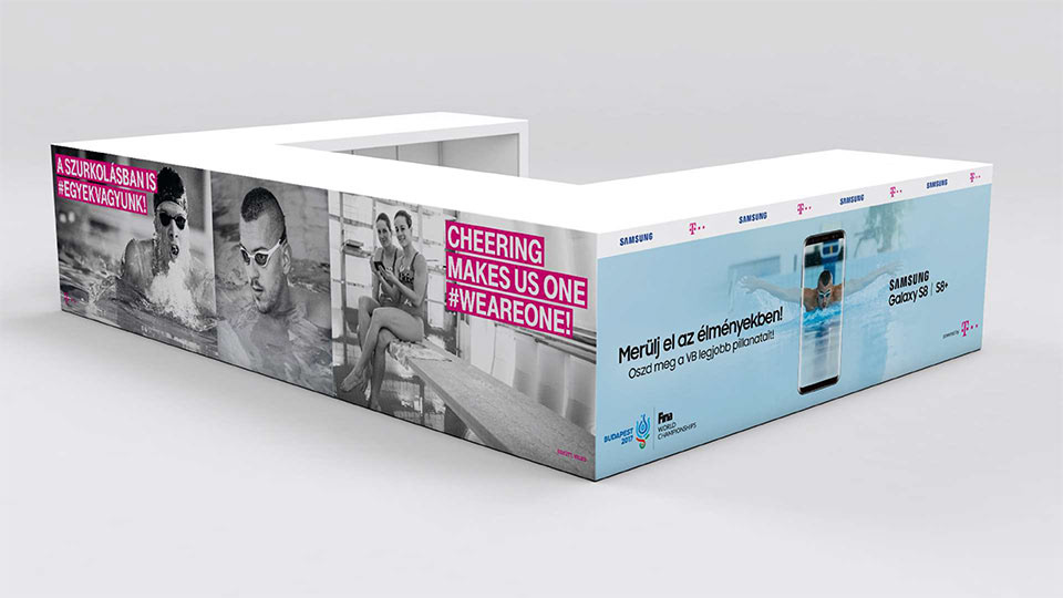 TELEKOM_SAMSUNG booth at FINA Aquatic World championships. Photo ©ZM