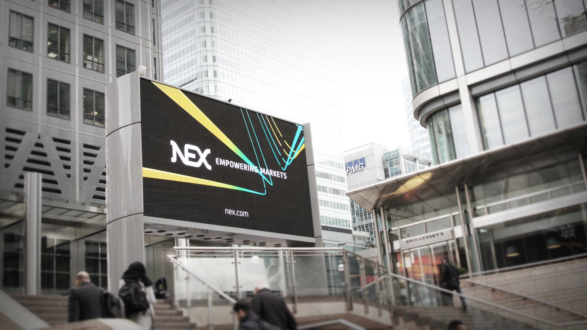 NEX branding, visual identity digital screen