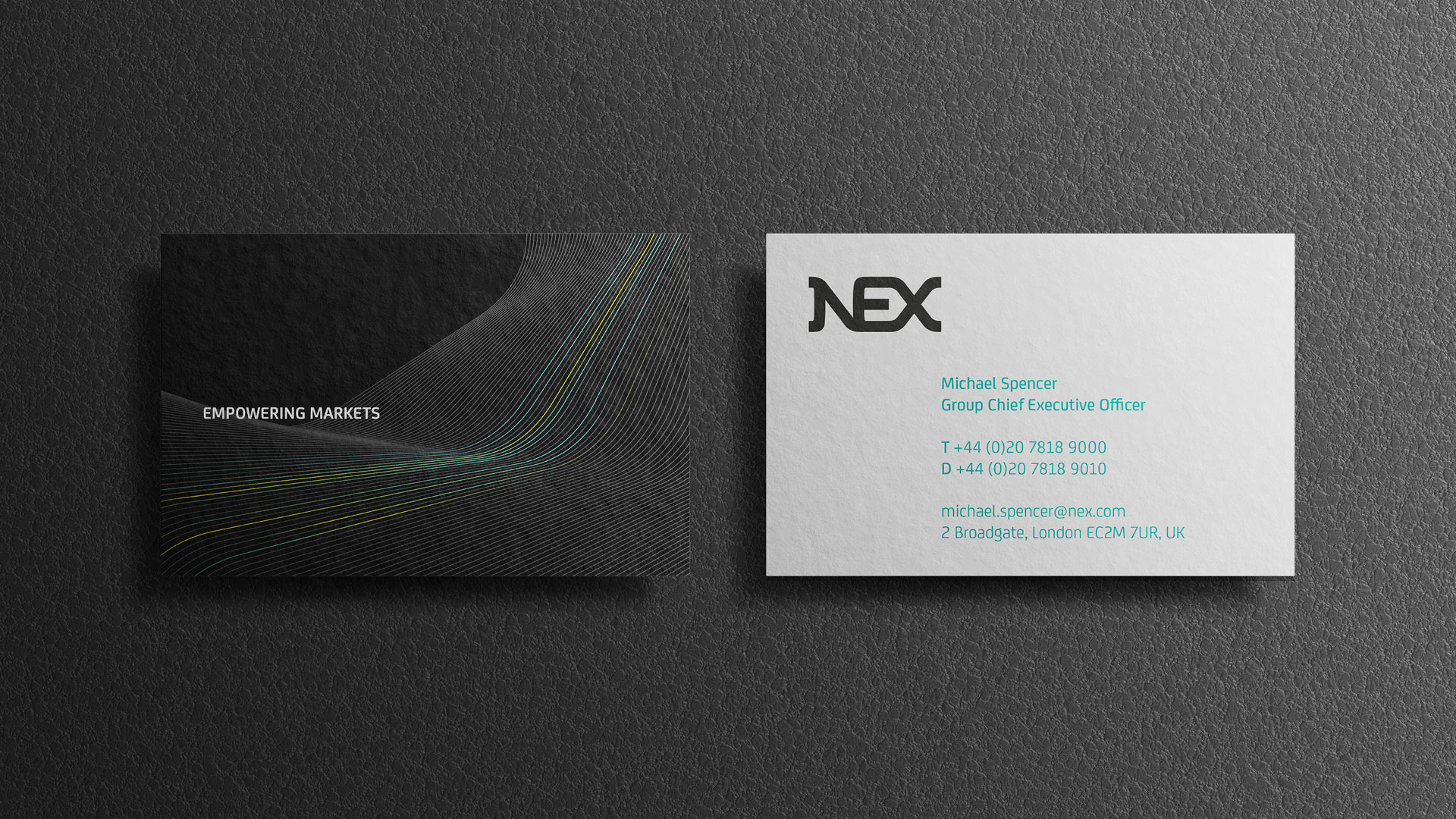 NEX Business cards, branding, visual identity