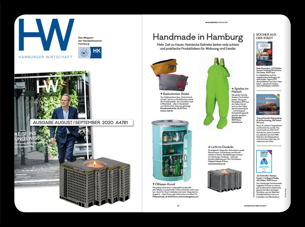 Hamburger Wirtschaft, City-Hof-Häuser, Kerzenhalter aus Beton "City-Hof-Funzel"